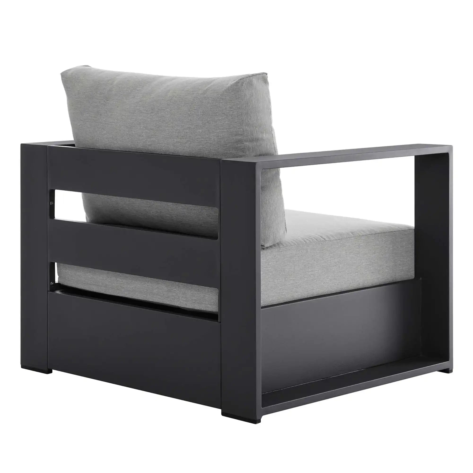 Tahoe Outdoor Patio Powder-Coated Aluminum Armchair in Gray Gray