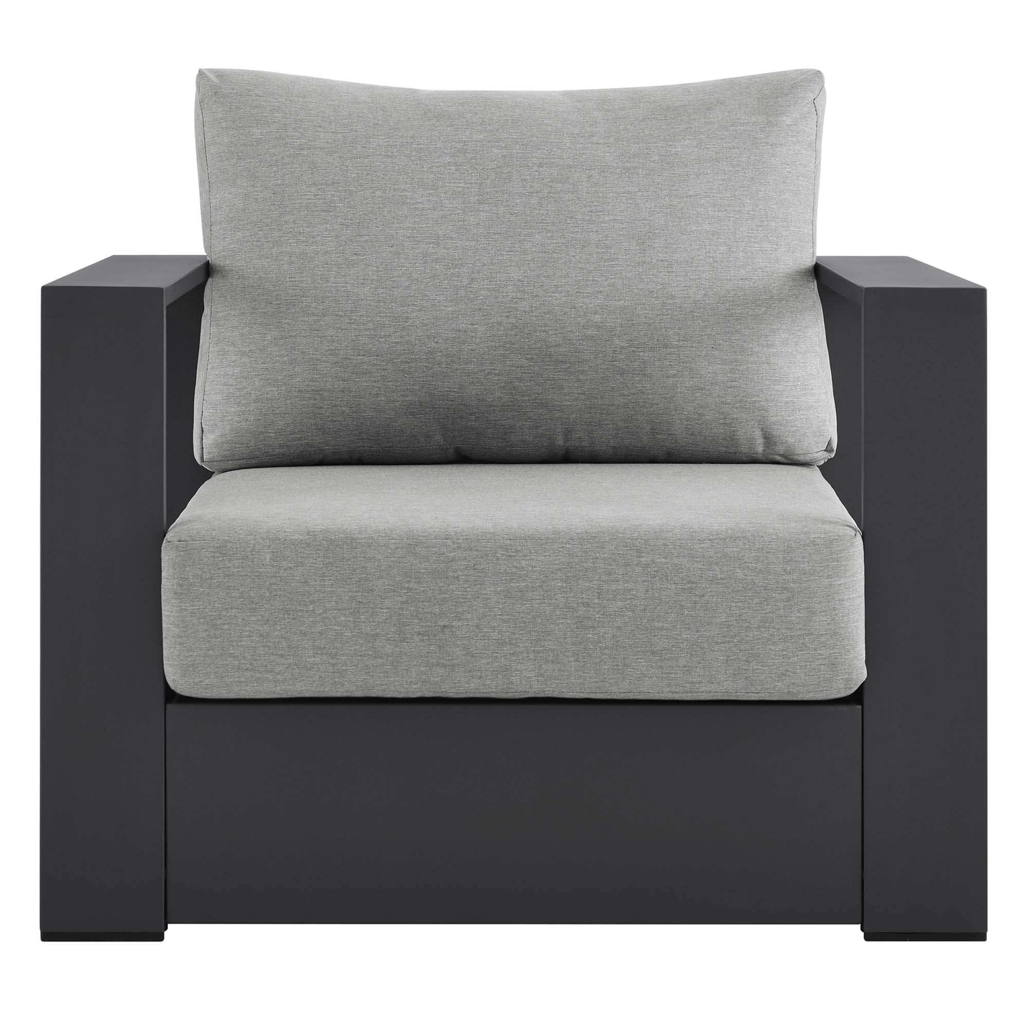 Tahoe Outdoor Patio Powder-Coated Aluminum Armchair in Gray Gray