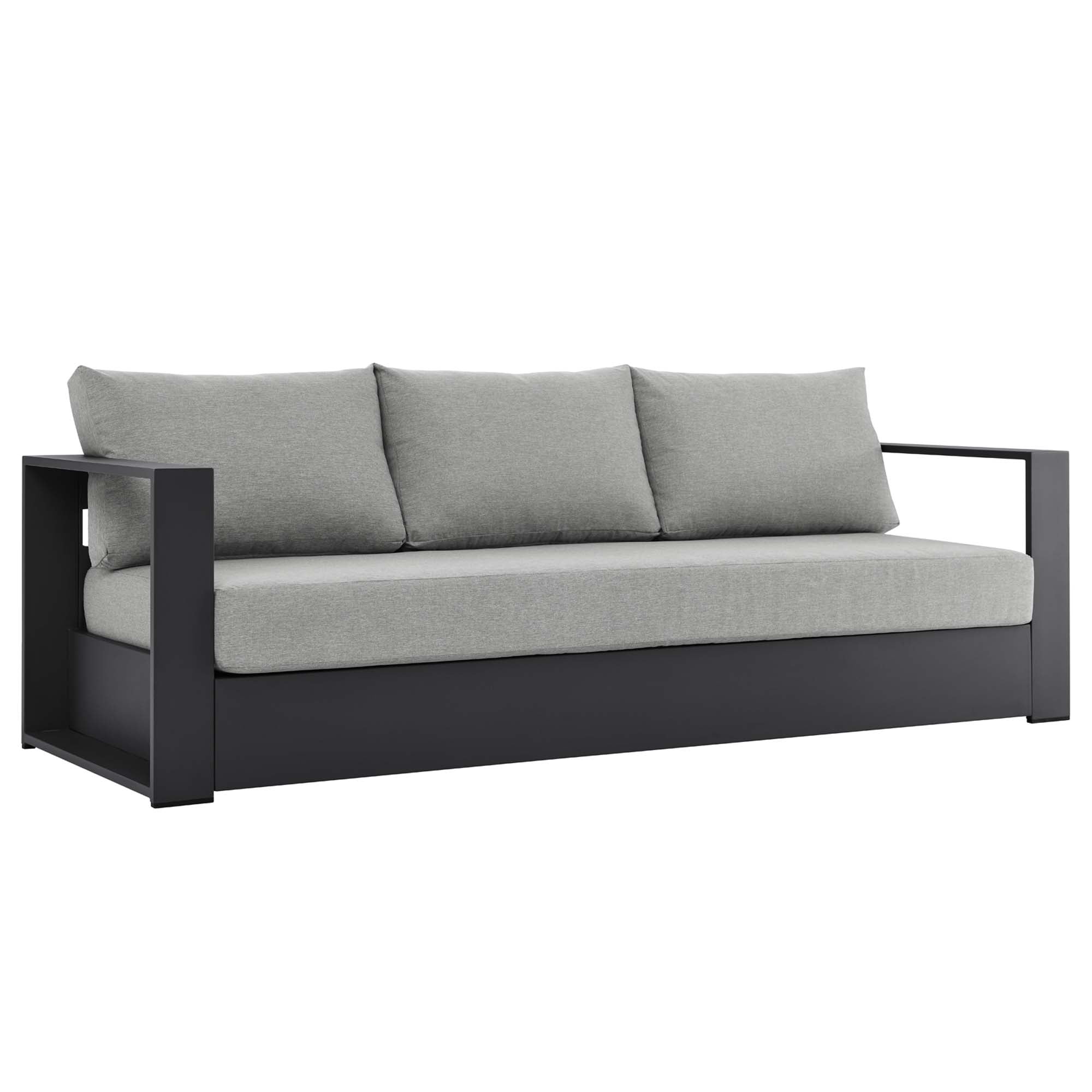 Tahoe Outdoor Patio Powder-Coated Aluminum Sofa in Gray