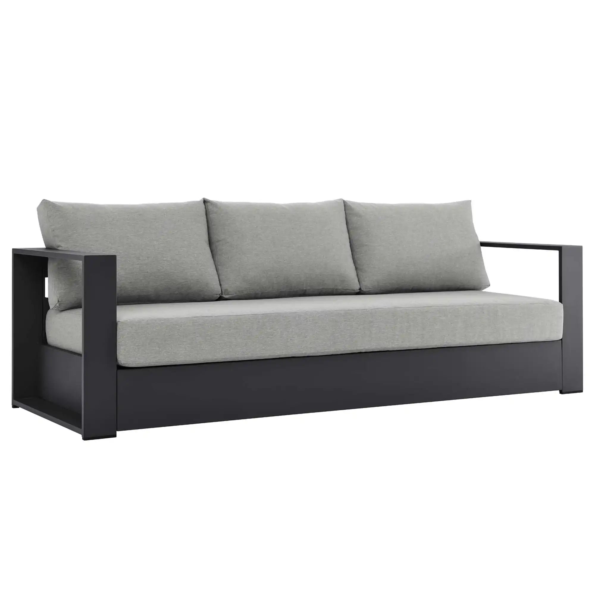 Tahoe Outdoor Patio Powder-Coated Aluminum Sofa in Gray