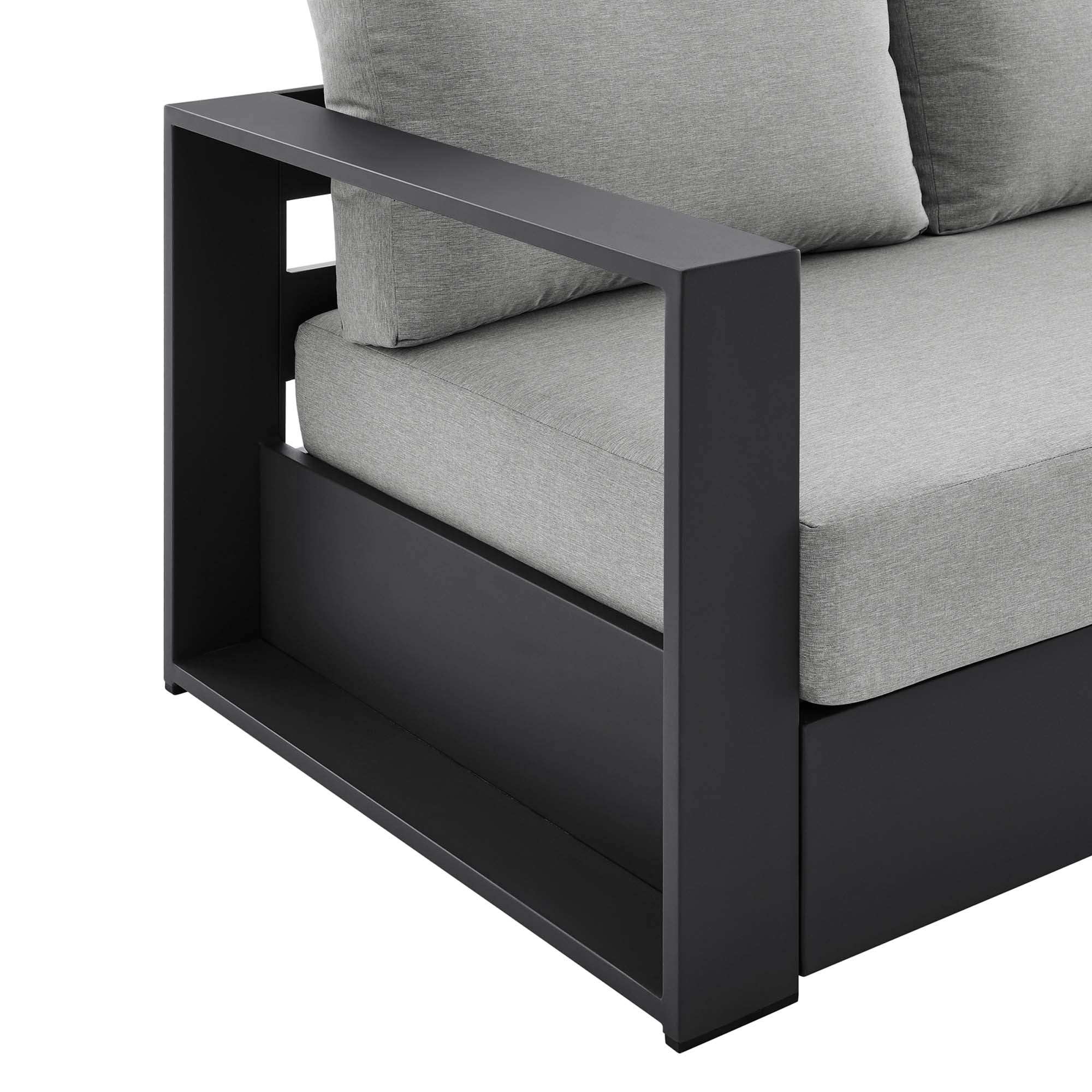 Tahoe Outdoor Patio Powder-Coated Aluminum Sofa in Gray