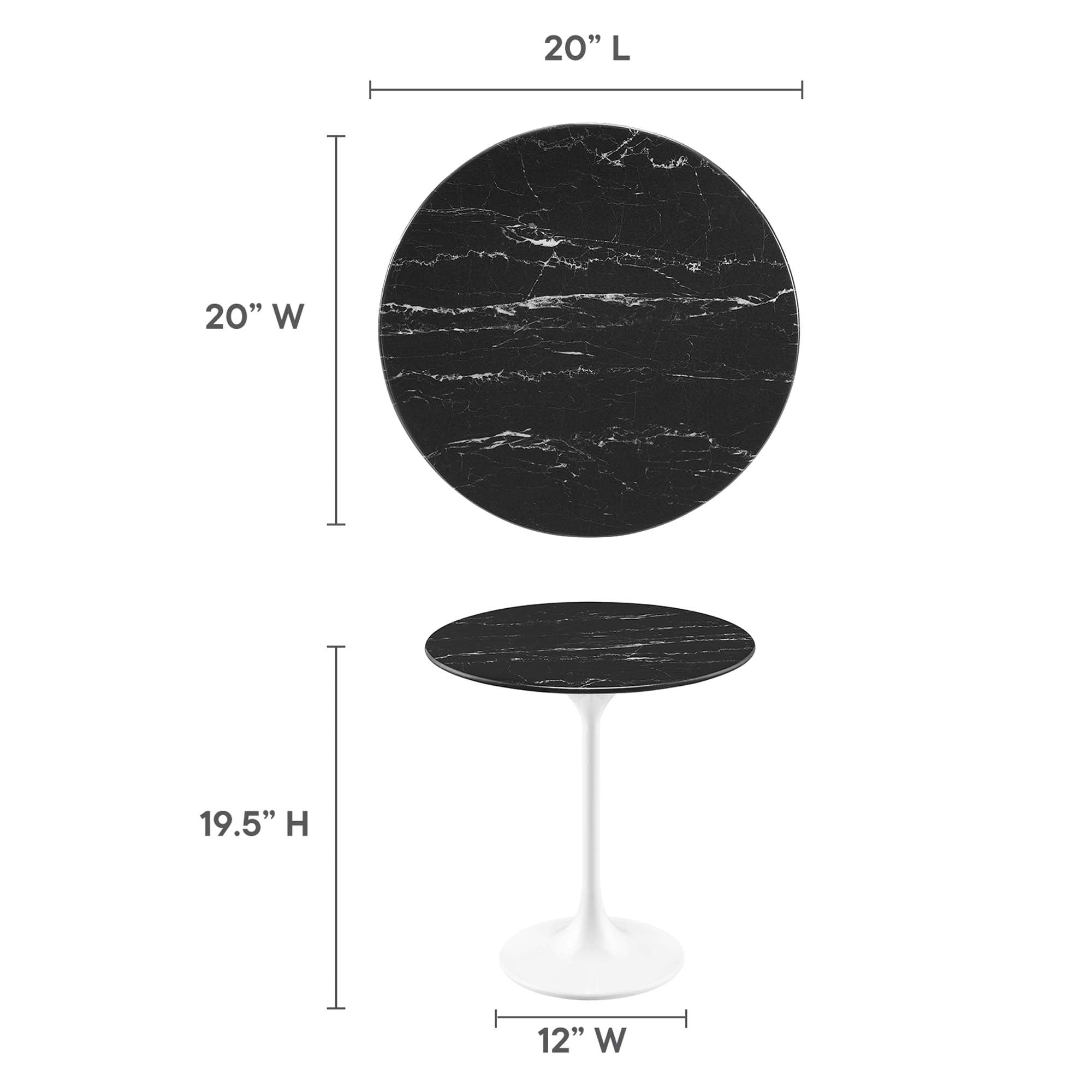 Lippa 20" Round Faux Marble Side Table by Modway - Best Buy Furniture