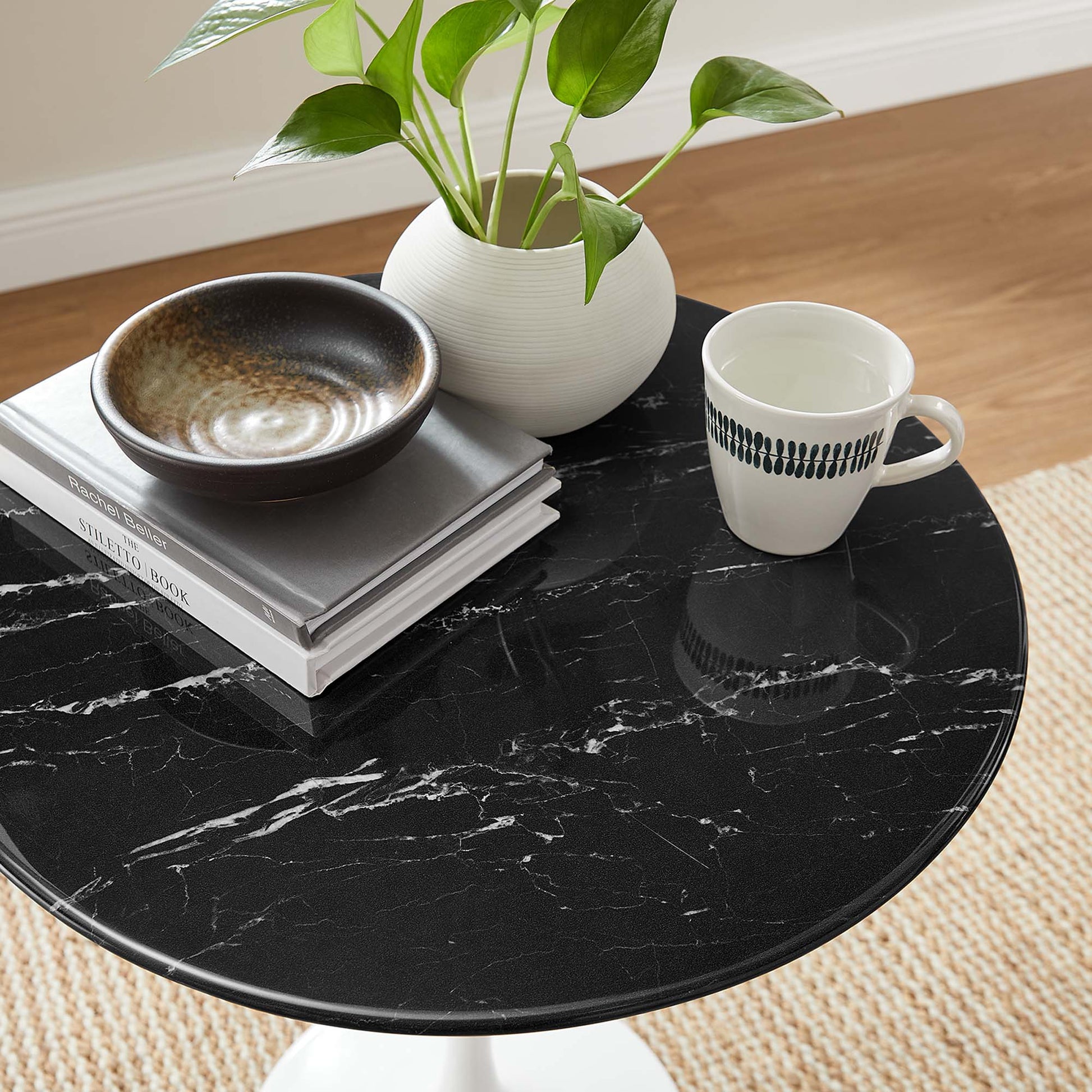 Lippa 20" Round Faux Marble Side Table by Modway - Best Buy Furniture