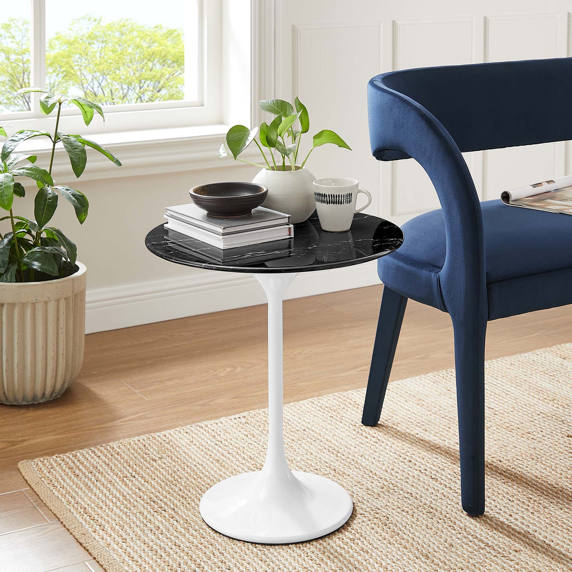 Lippa 20" Round Faux Marble Side Table by Modway - Best Buy Furniture