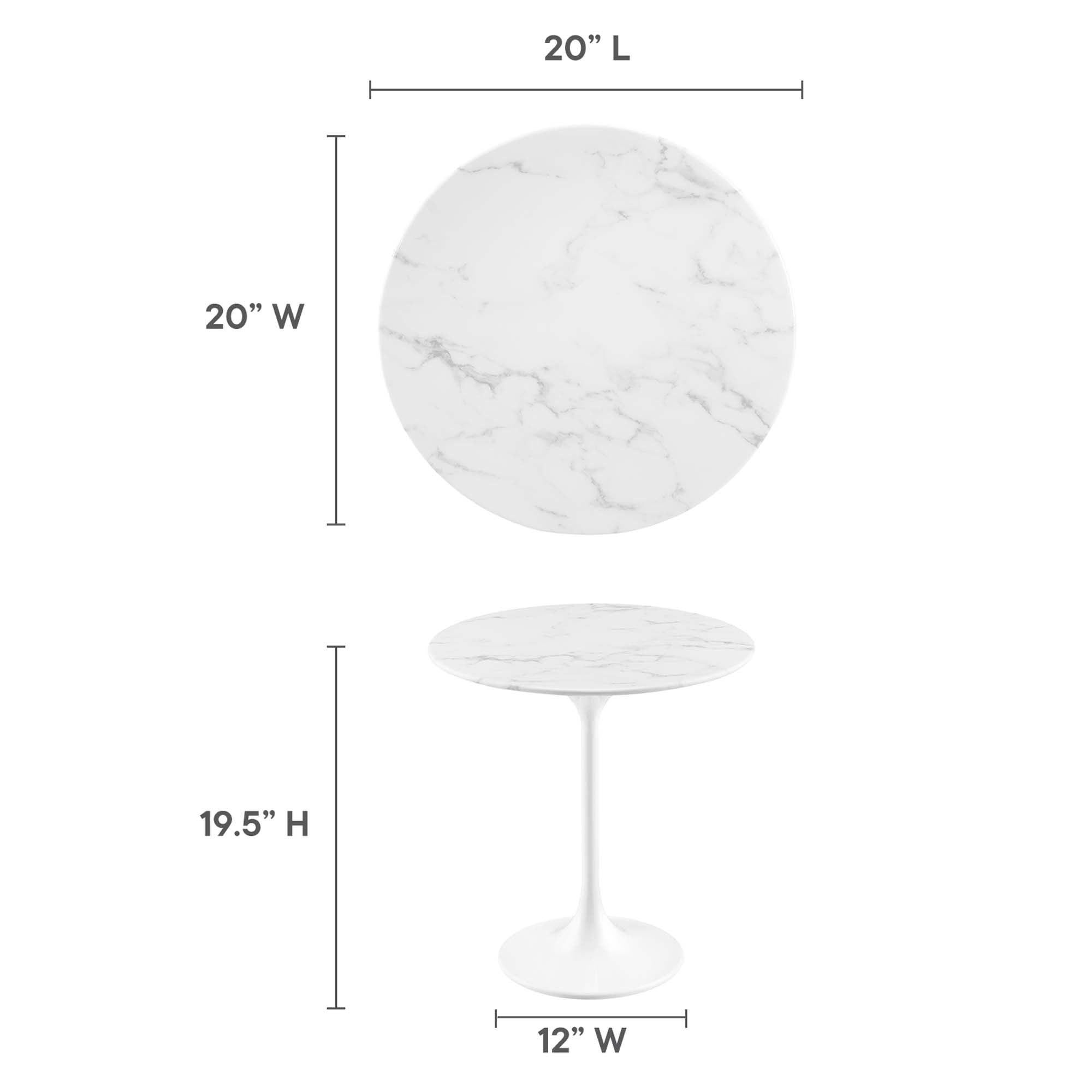 Lippa 20" Round Faux Marble Side Table by Modway - Best Buy Furniture