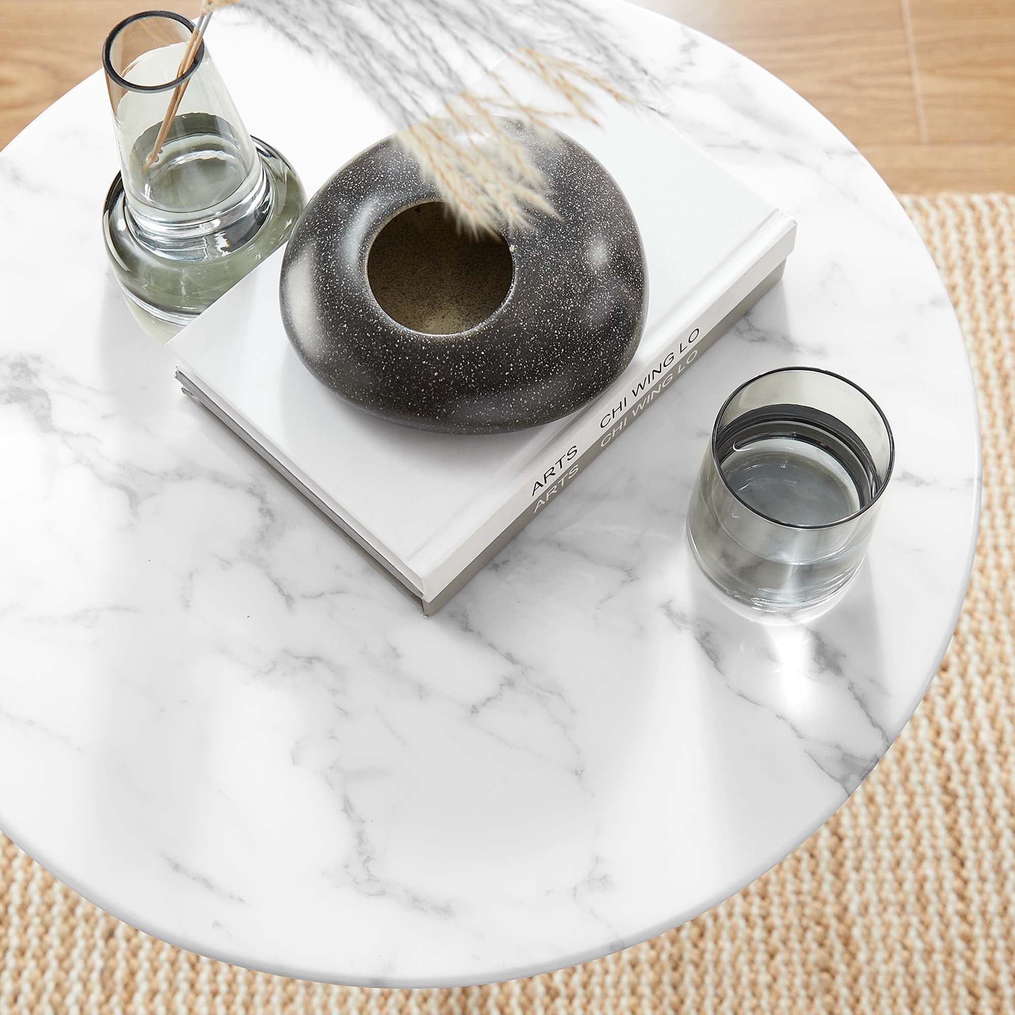 Lippa 20" Round Faux Marble Side Table by Modway - Best Buy Furniture
