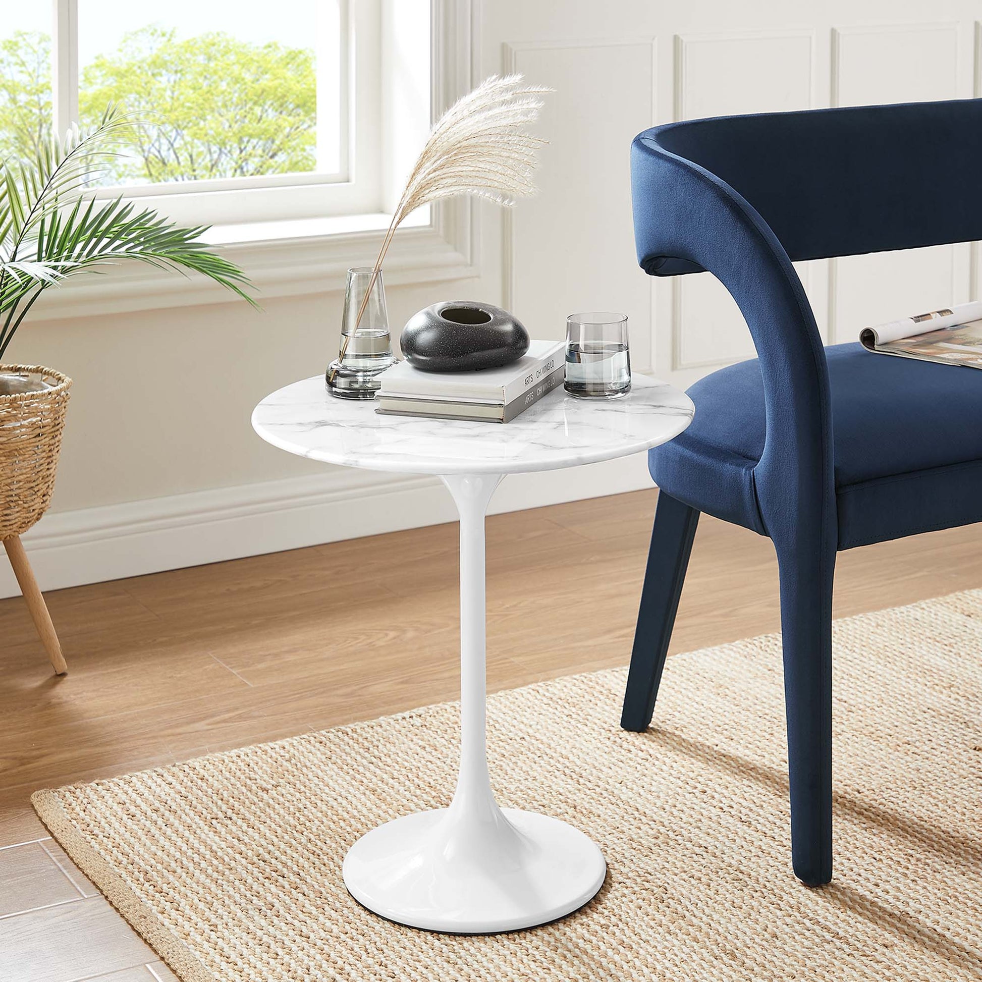 Lippa 20" Round Faux Marble Side Table by Modway - Best Buy Furniture
