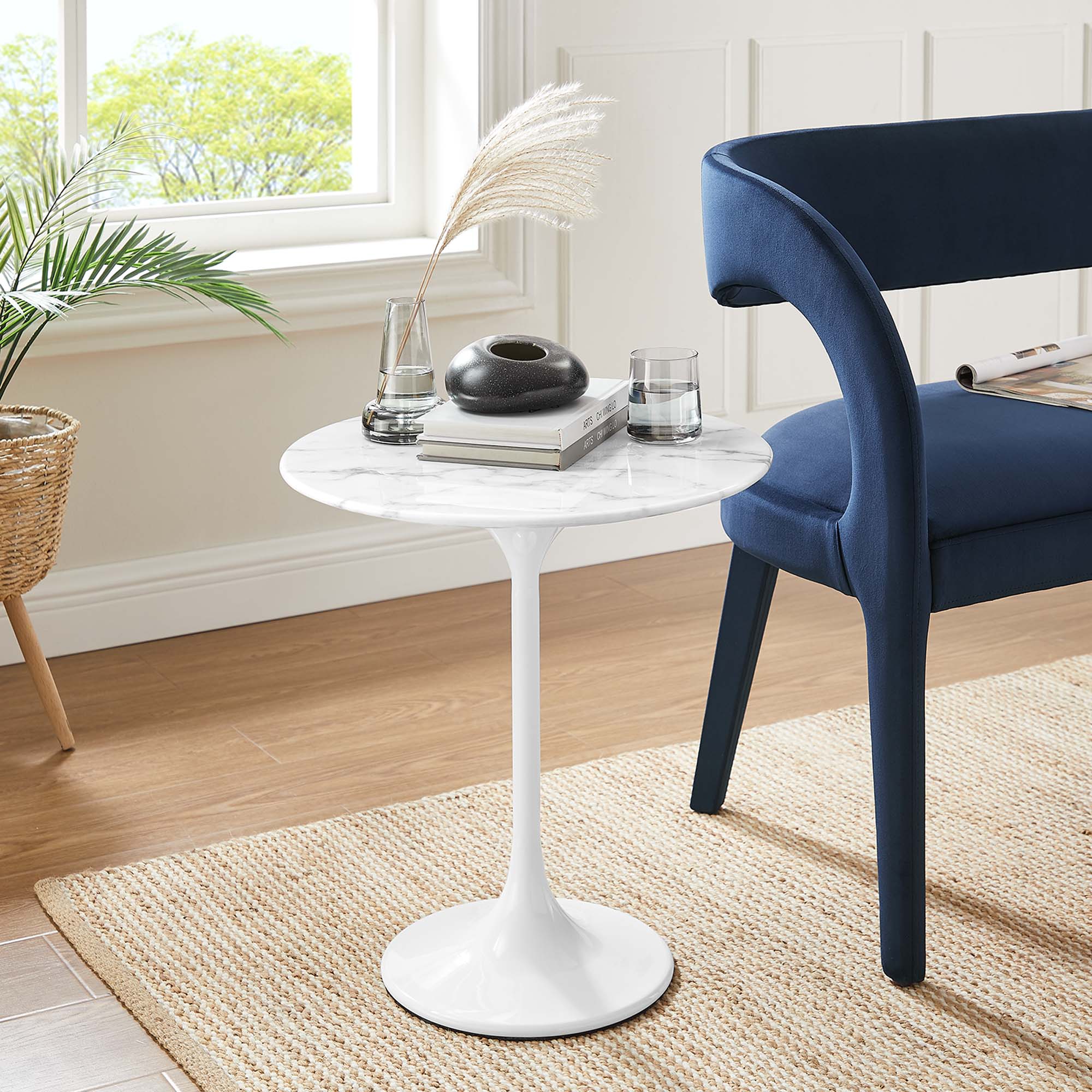 Lippa 20" Round Faux Marble Side Table by Modway - Best Buy Furniture