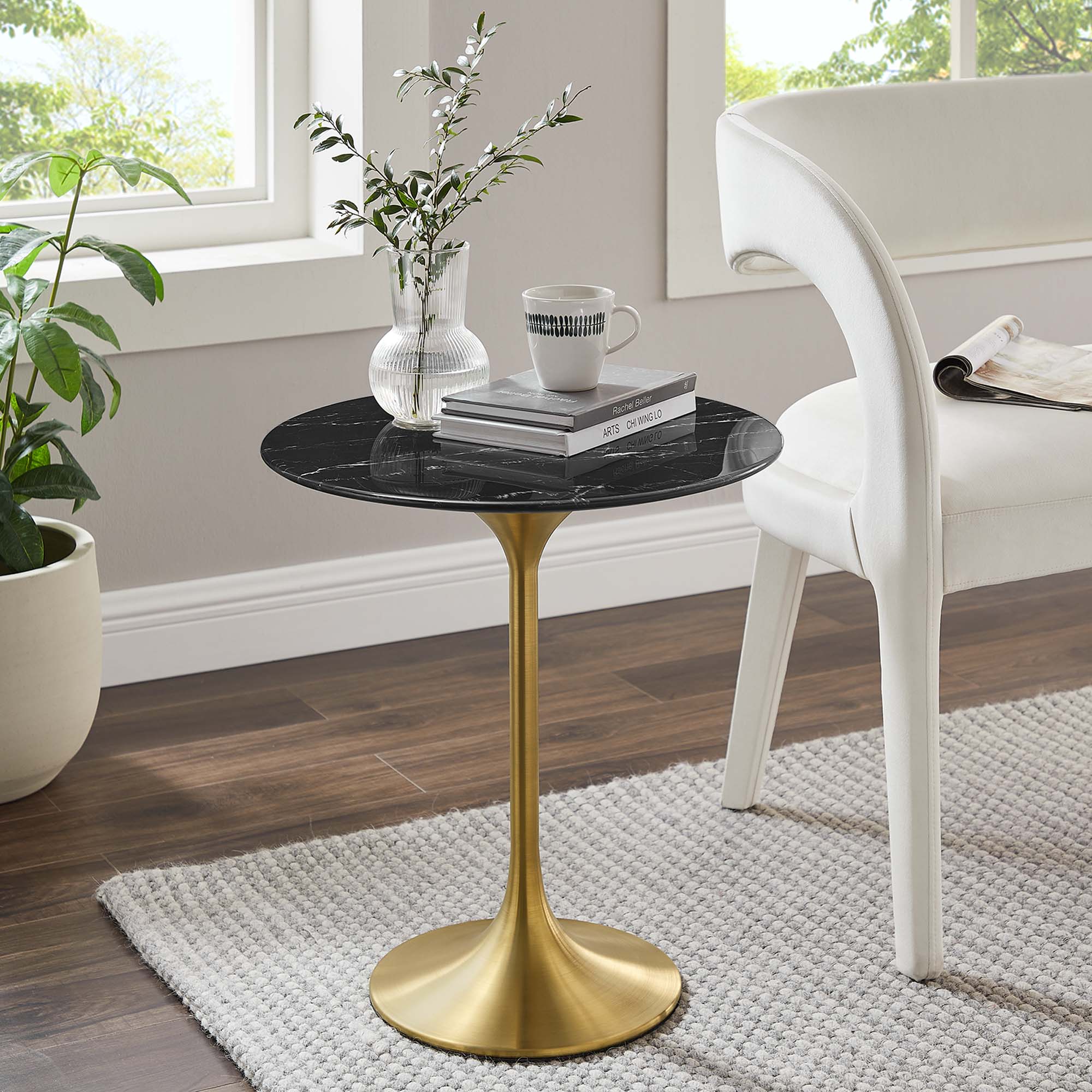 Lippa 20" Round Faux Marble Side Table by Modway - Best Buy Furniture