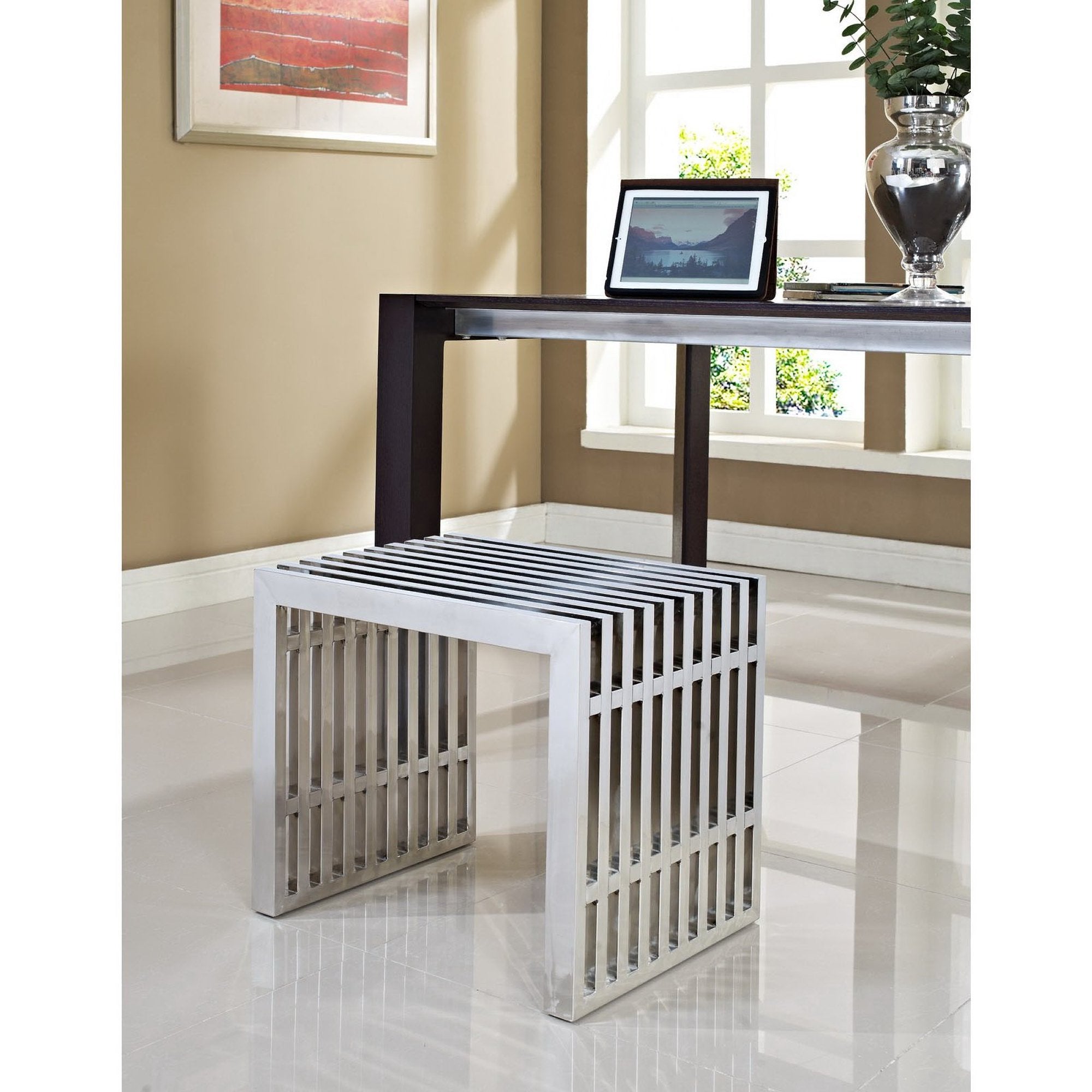 Gridiron Small Stainless Steel Bench by Modway