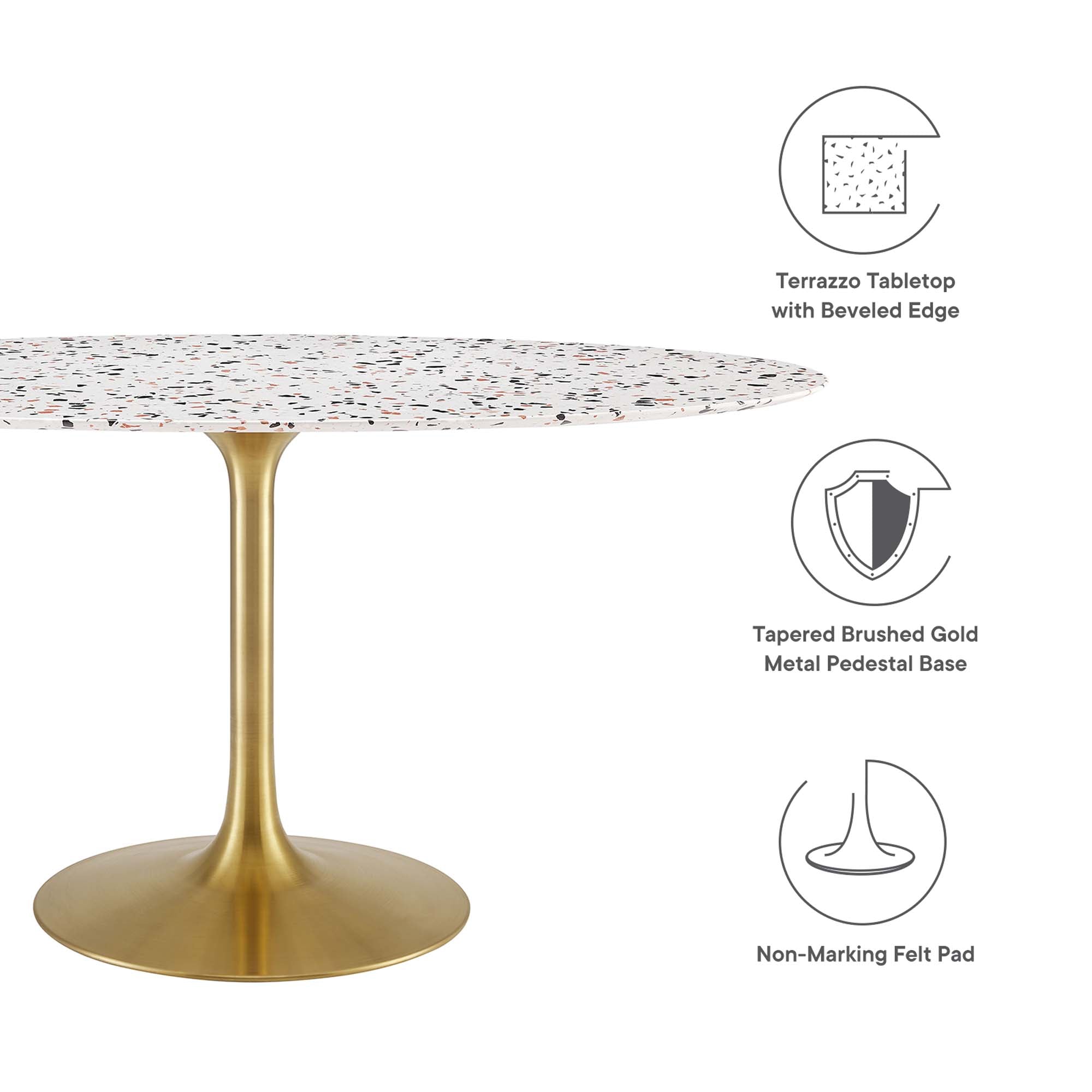 Lippa 60" Oval Terrazzo Dining Table by Modway - Best Buy Furniture