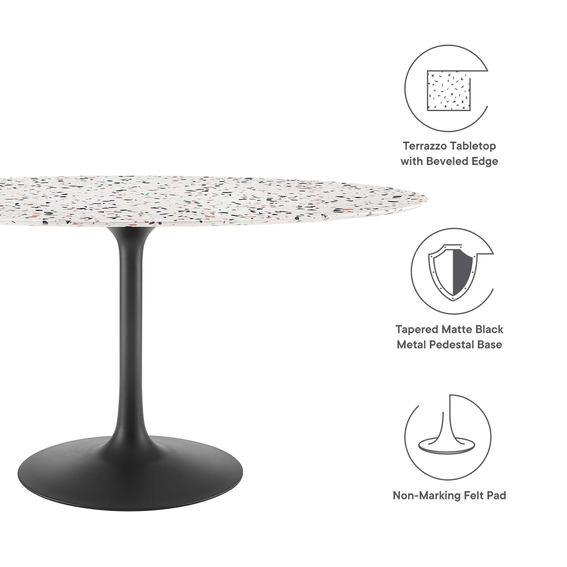 Lippa 60" Oval Terrazzo Dining Table by Modway - Best Buy Furniture