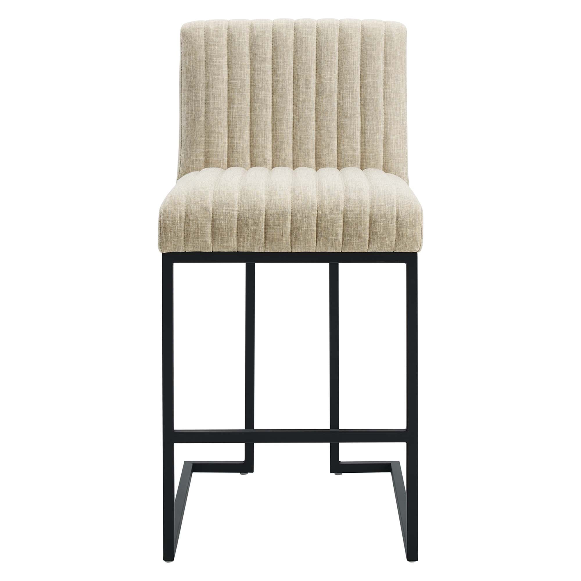 Indulge Channel Tufted Fabric Counter Stools Set of 2 by Modway