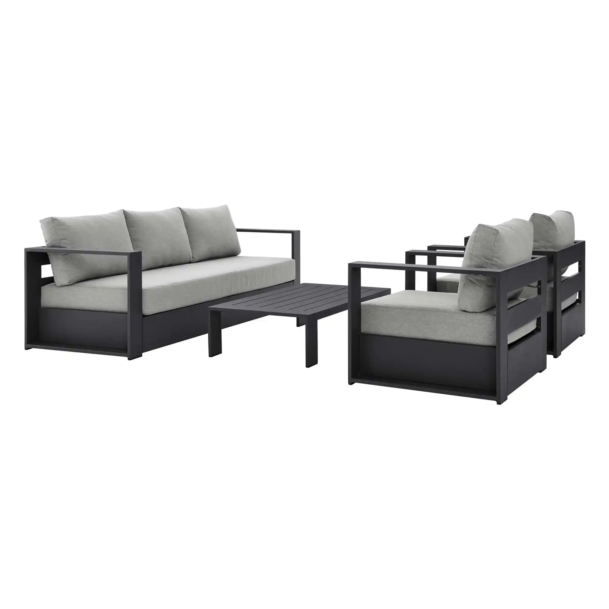 Tahoe 4-Piece Outdoor Patio Powder-Coated Aluminum Set in Gray Gray