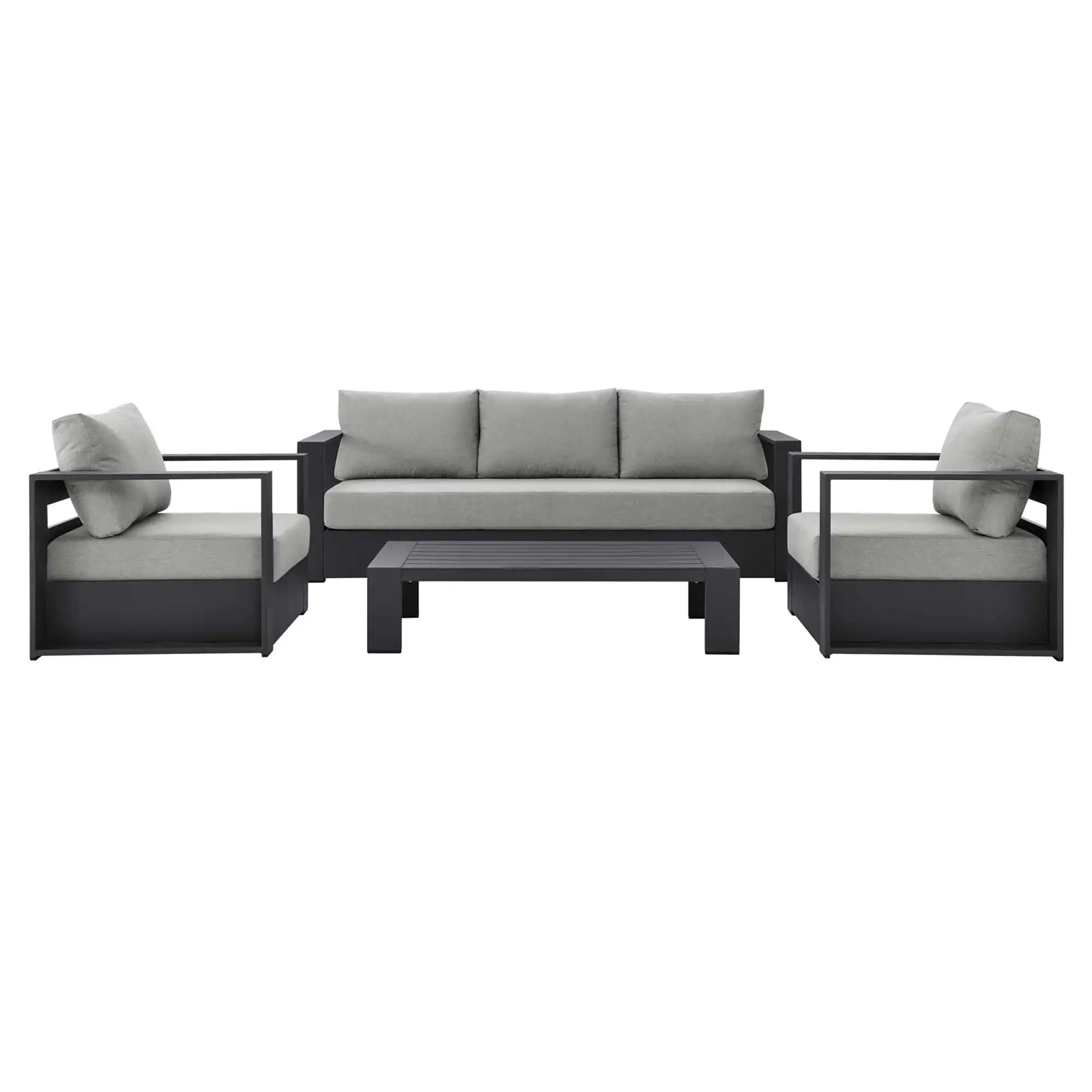 Tahoe 4-Piece Outdoor Patio Powder-Coated Aluminum Set in Gray Gray