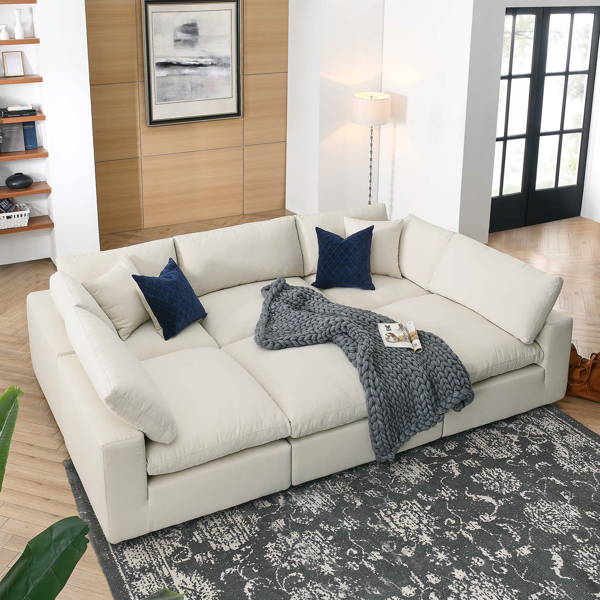 Commix 4 Piece Down Filled Overstuffed Cloud Sectional Sofa