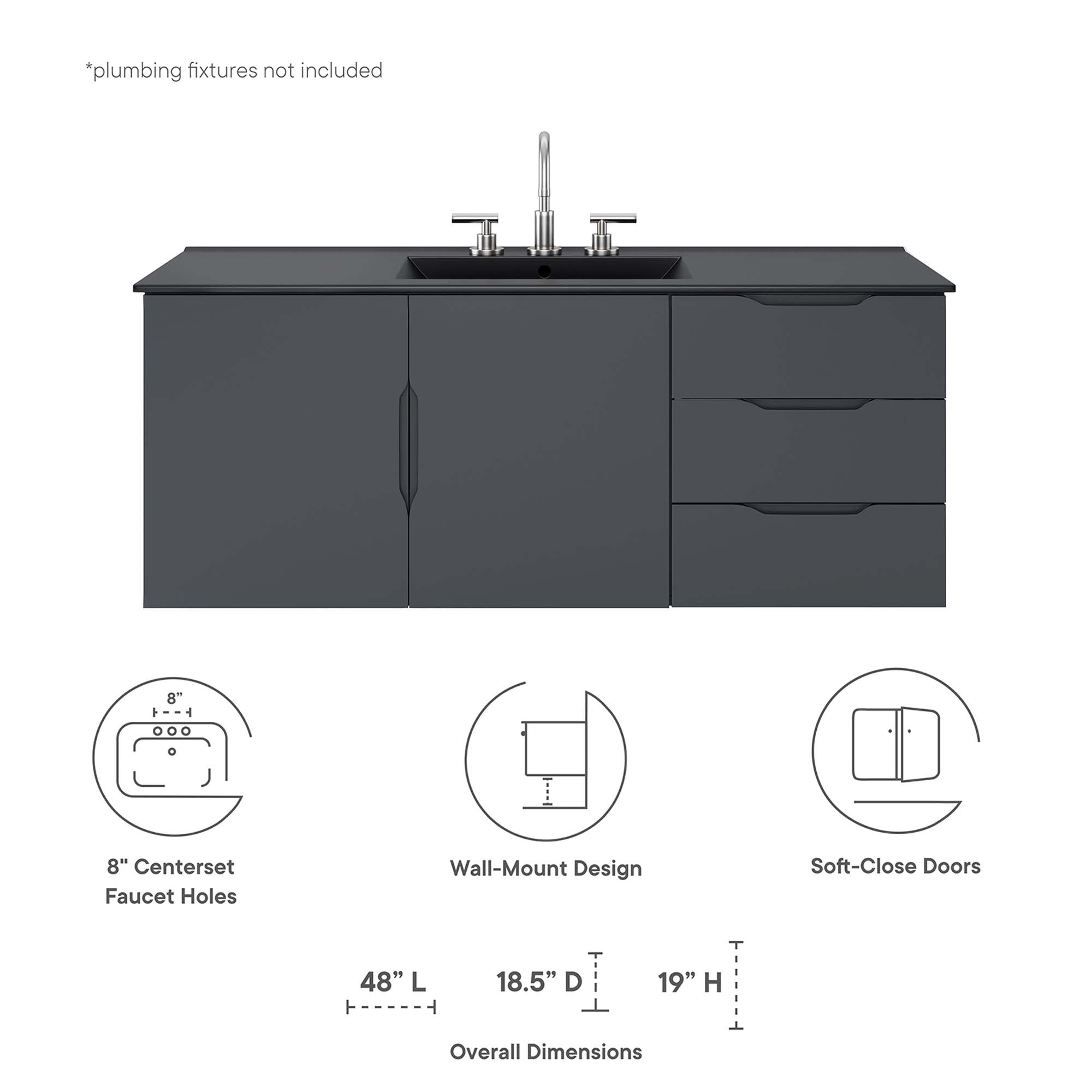 Vitality 48" Single Sink Bathroom Vanity by Modway