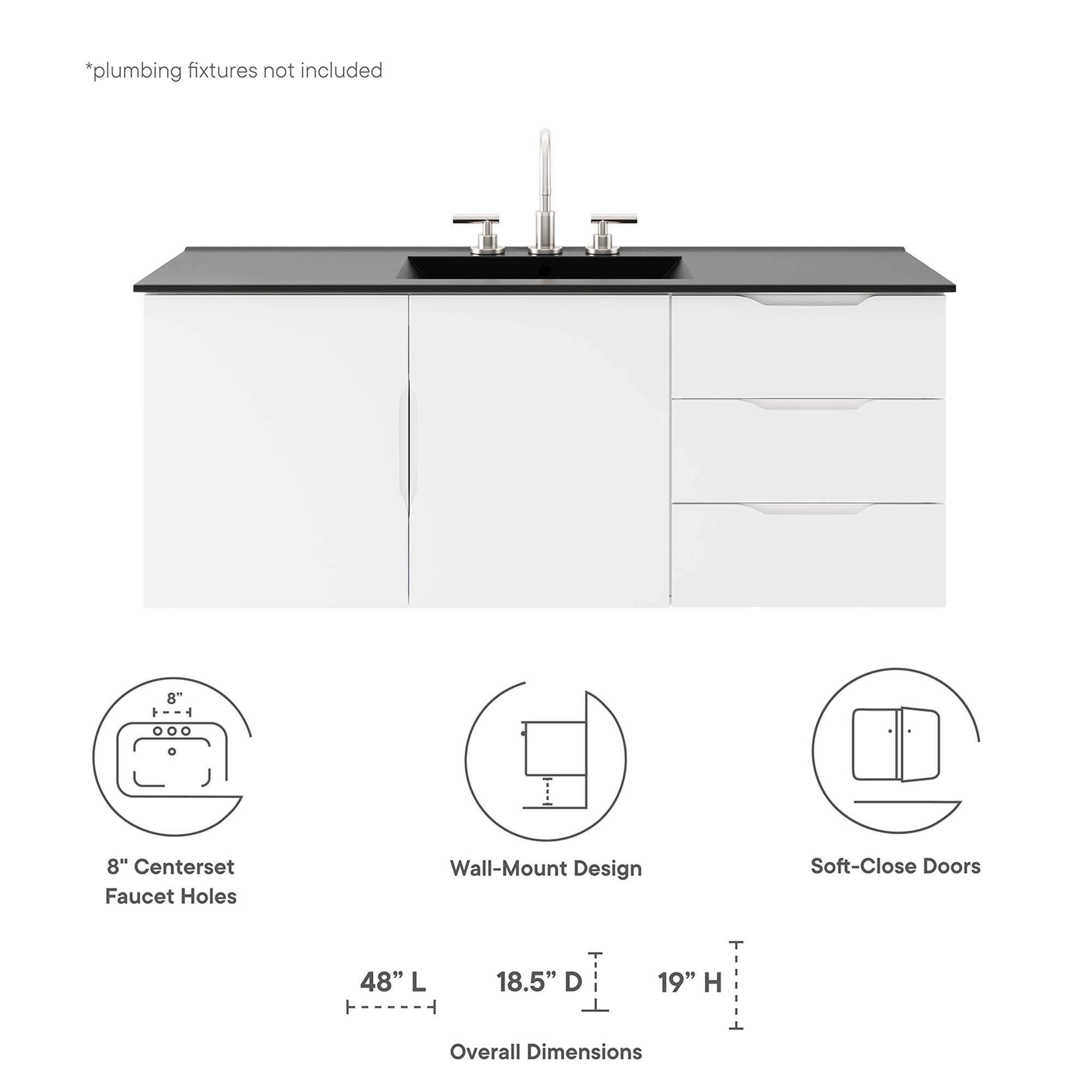 Vitality 48" Single Sink Bathroom Vanity by Modway