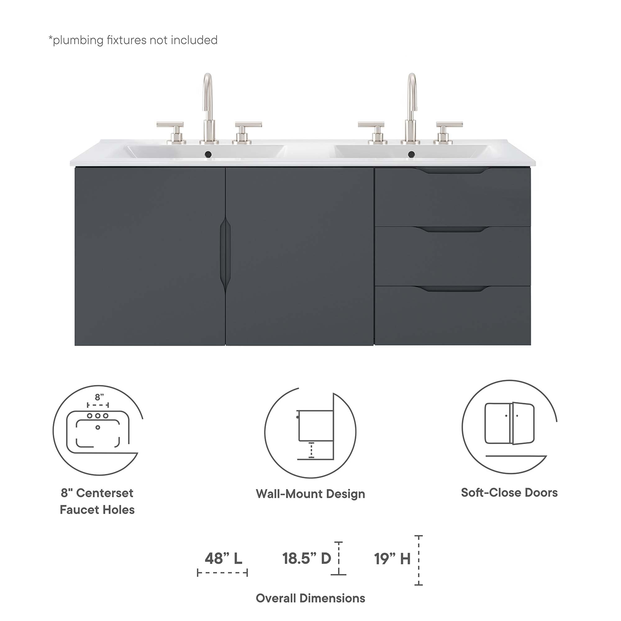 Vitality 48" Double Sink Bathroom Vanity by Modway