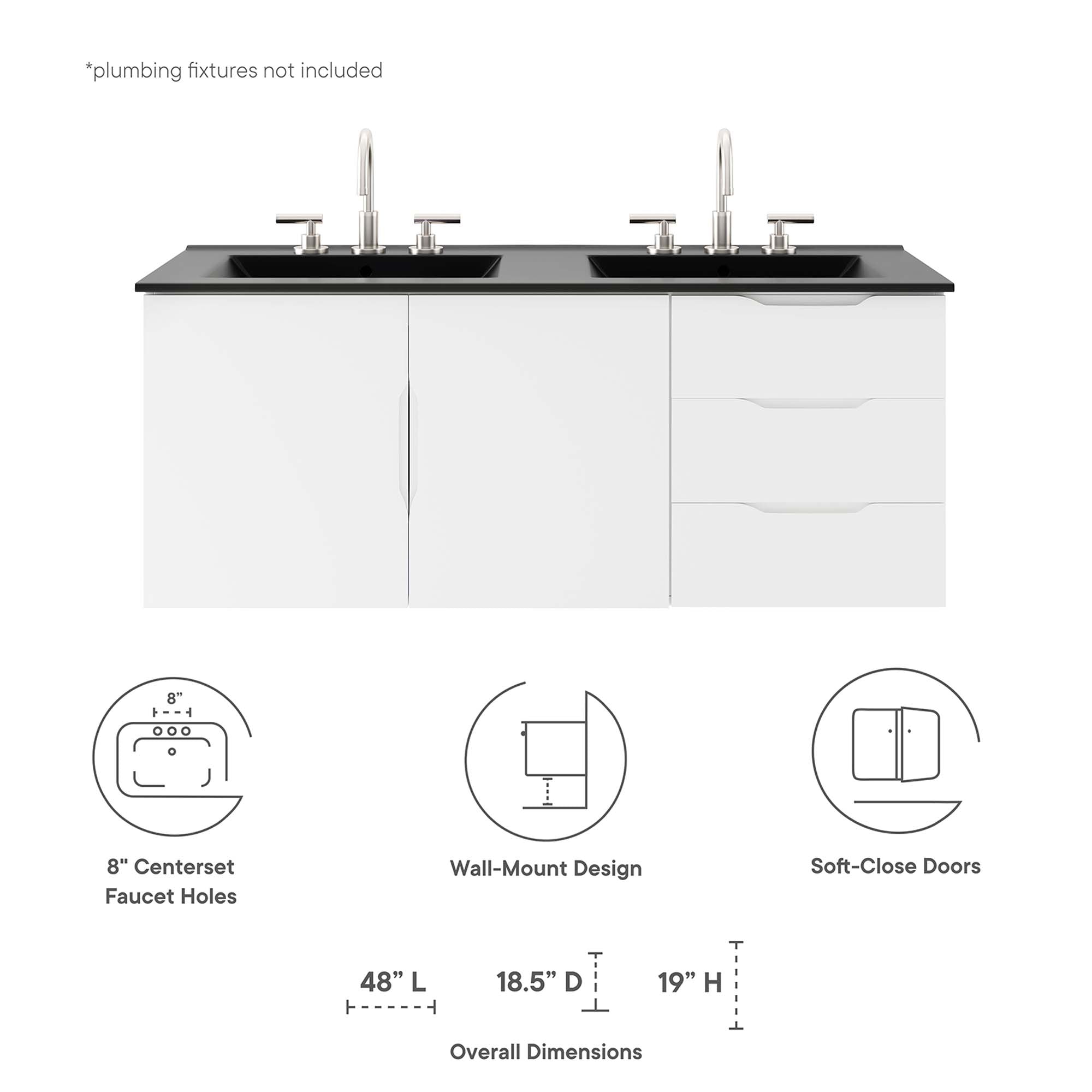 Vitality 48" Double Sink Bathroom Vanity by Modway