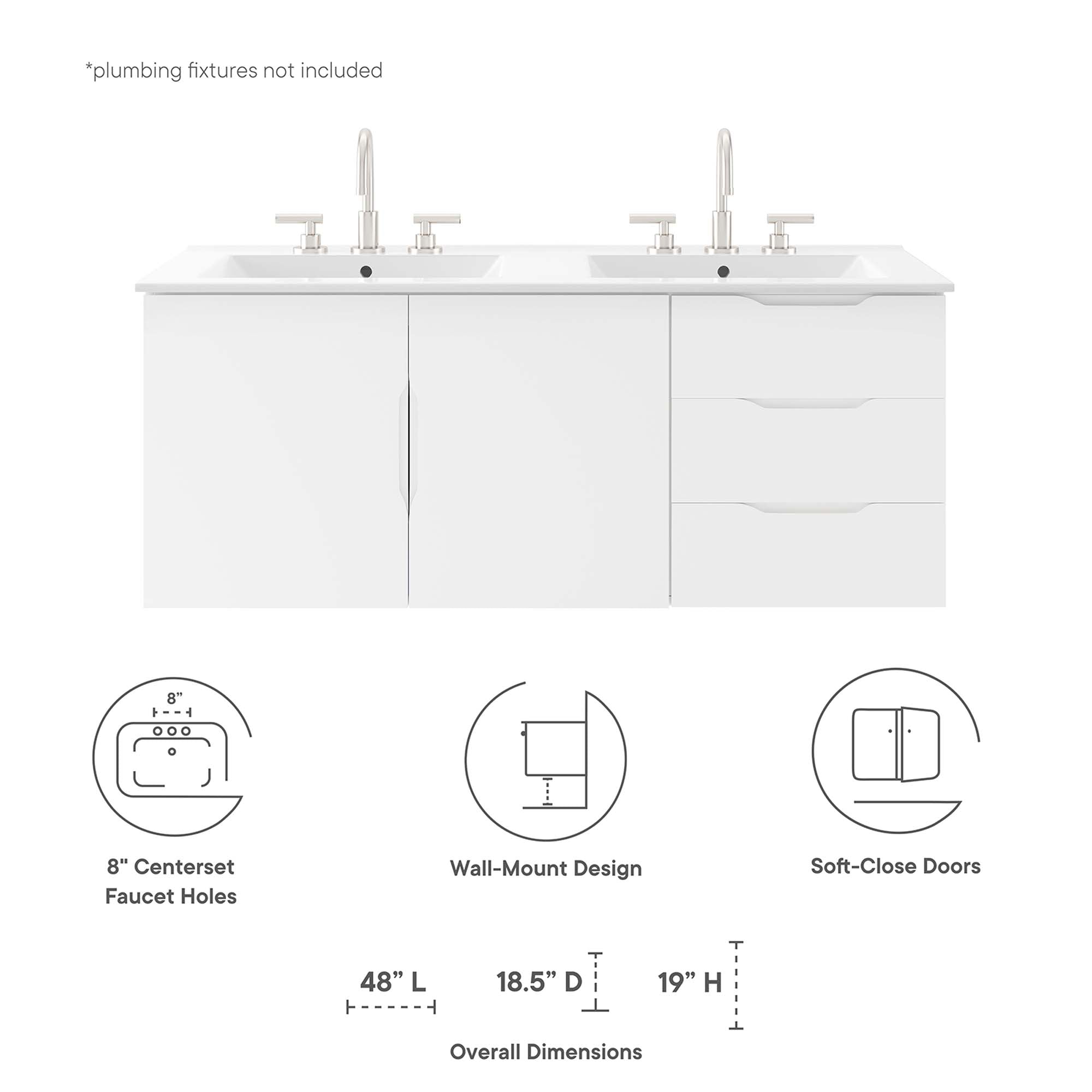 Vitality 48" Double Sink Bathroom Vanity by Modway