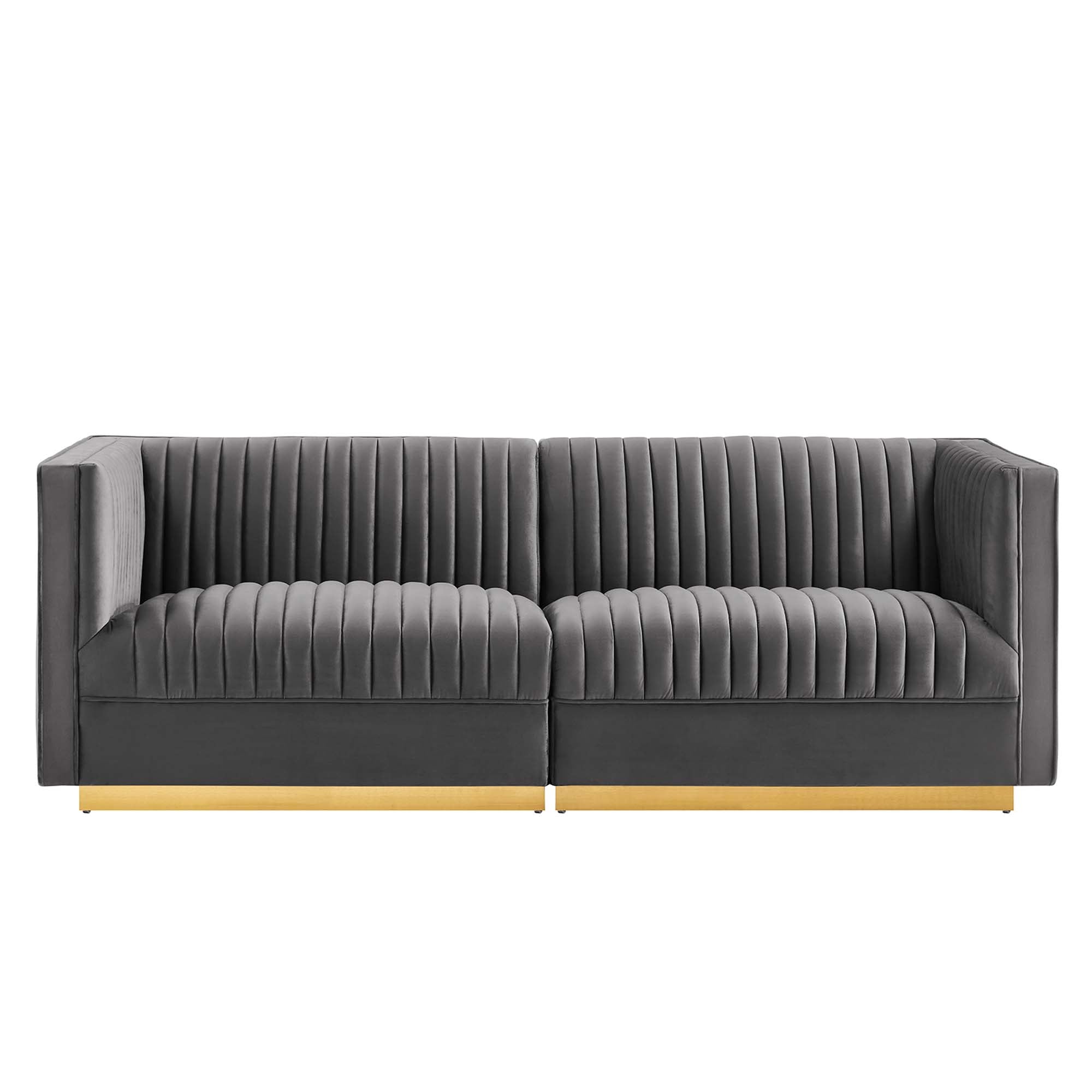 Sanguine Channel Tufted Performance Velvet Modular Sectional Sofa Loveseat by Modway