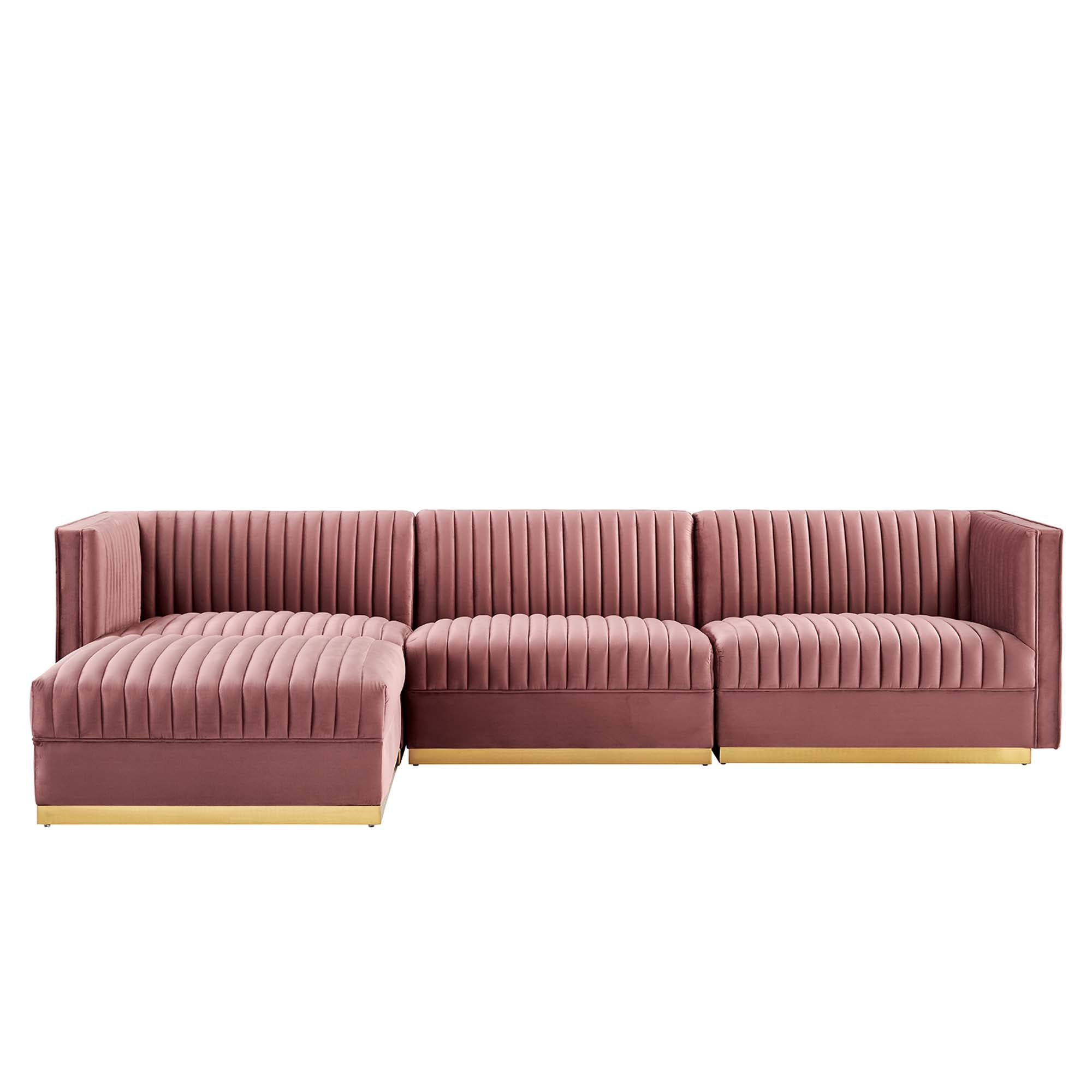 Sanguine 4-Piece Channel Tufted Performance Velvet Modular Sectional Sofa by Modway