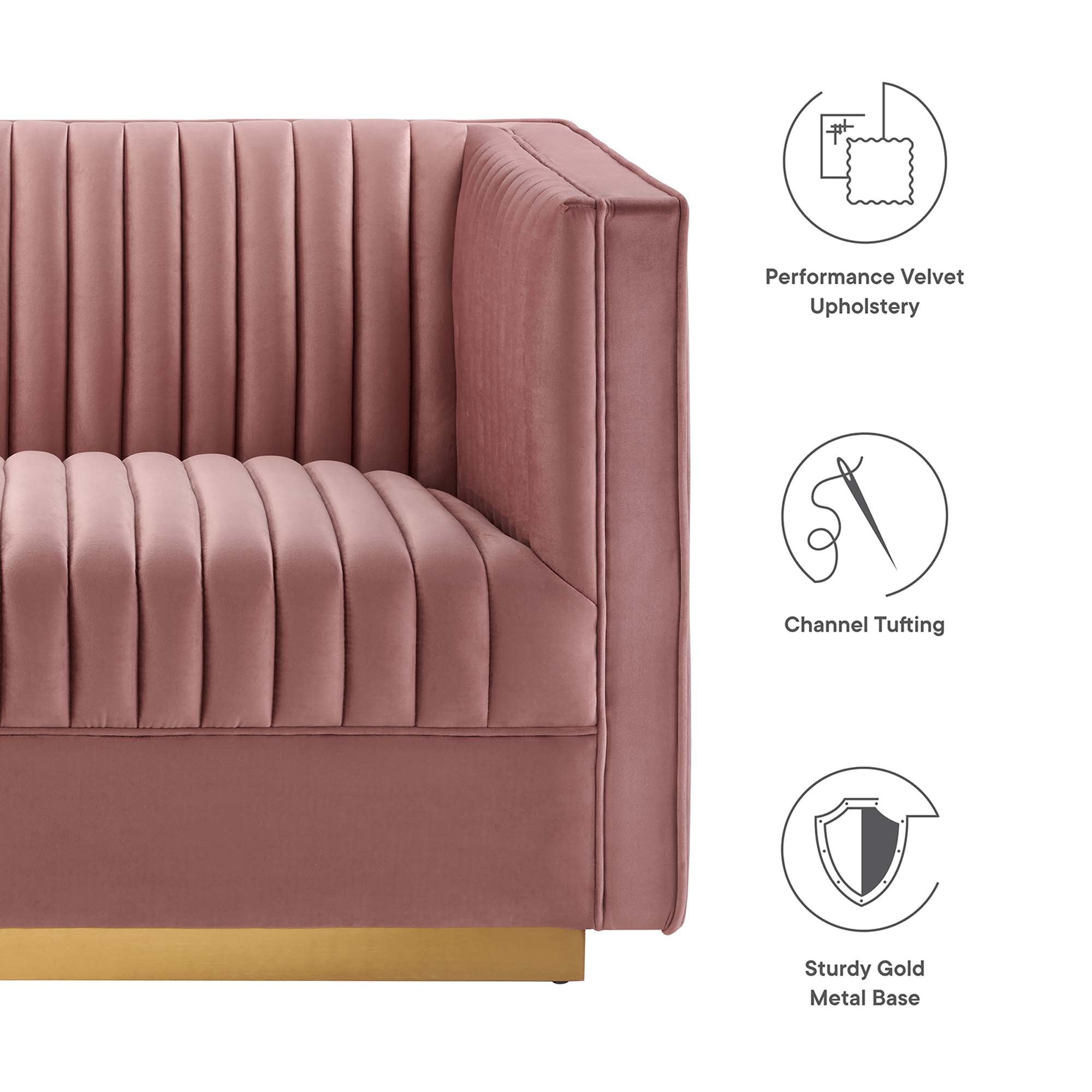 Sanguine 5-Piece Channel Tufted Performance Velvet Modular Sectional Sofa by Modway