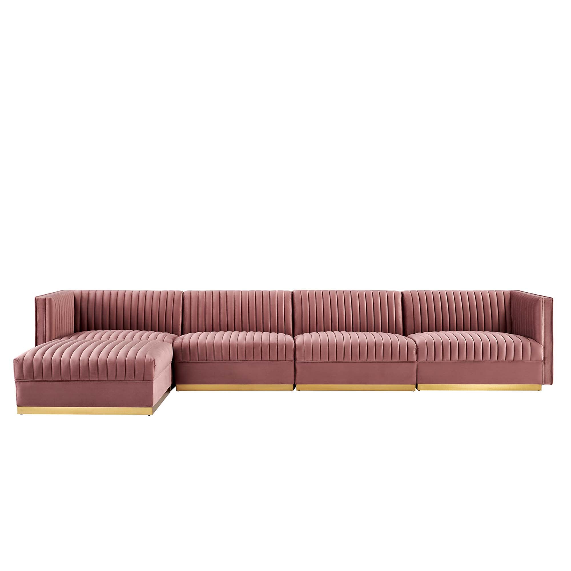 Sanguine 5-Piece Channel Tufted Performance Velvet Modular Sectional Sofa by Modway