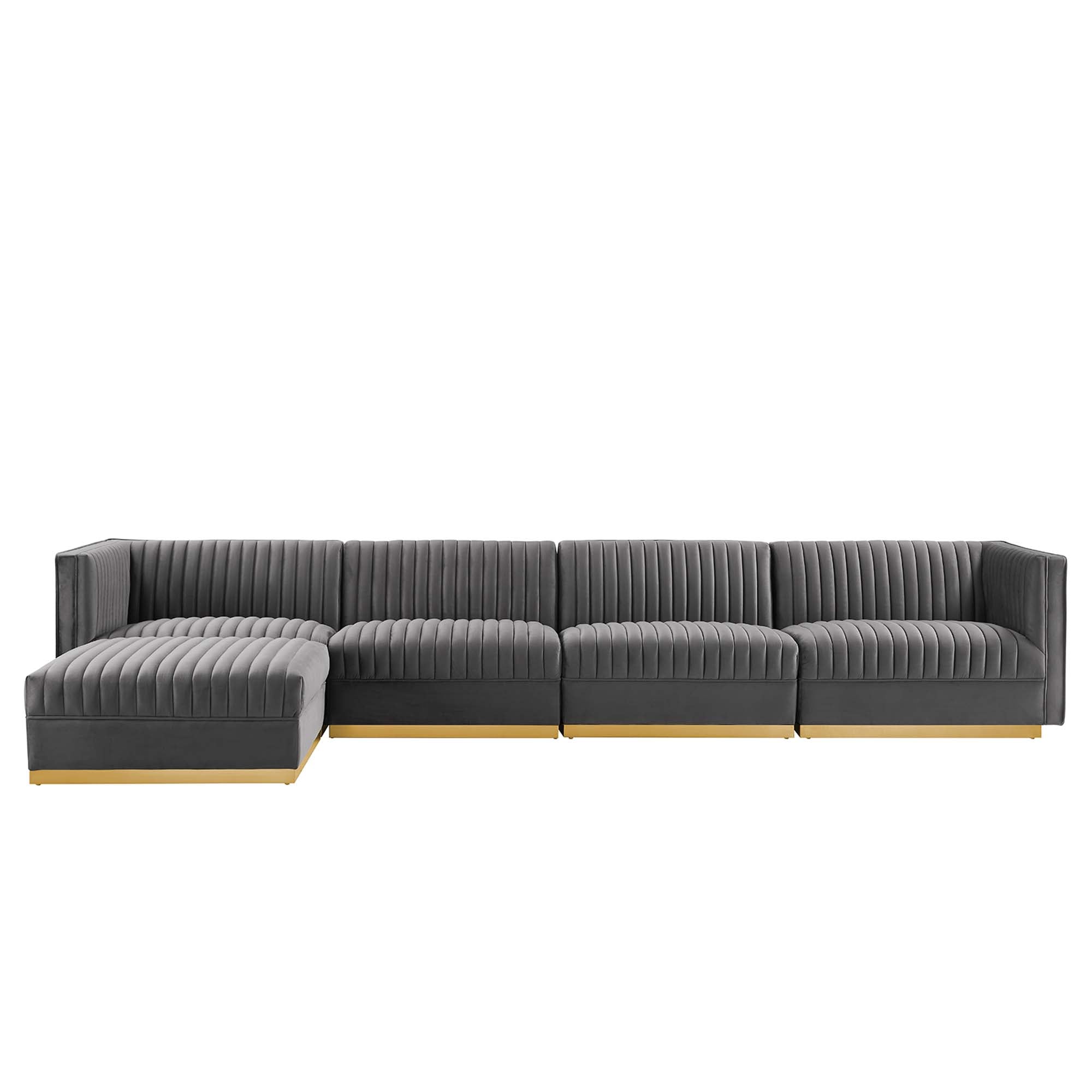 Sanguine 5-Piece Channel Tufted Performance Velvet Modular Sectional Sofa by Modway