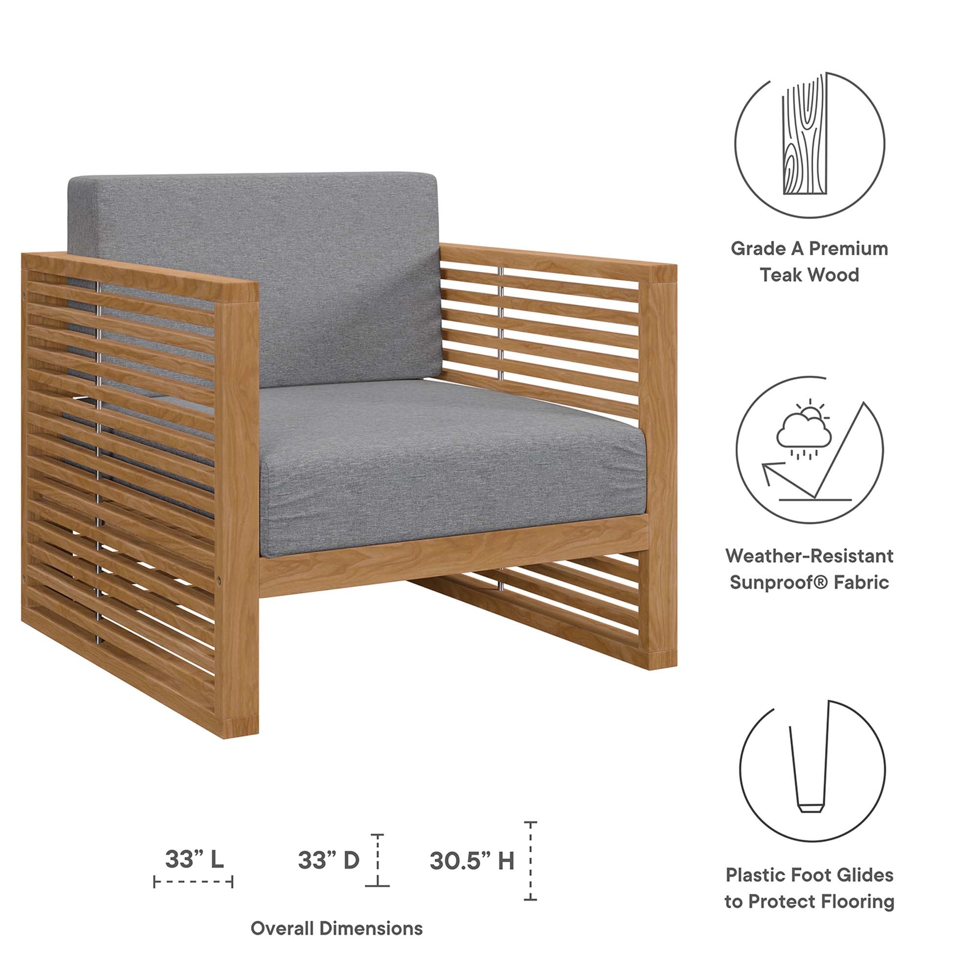 Carlsbad 3-Piece Teak Wood Outdoor Patio Set by Modway