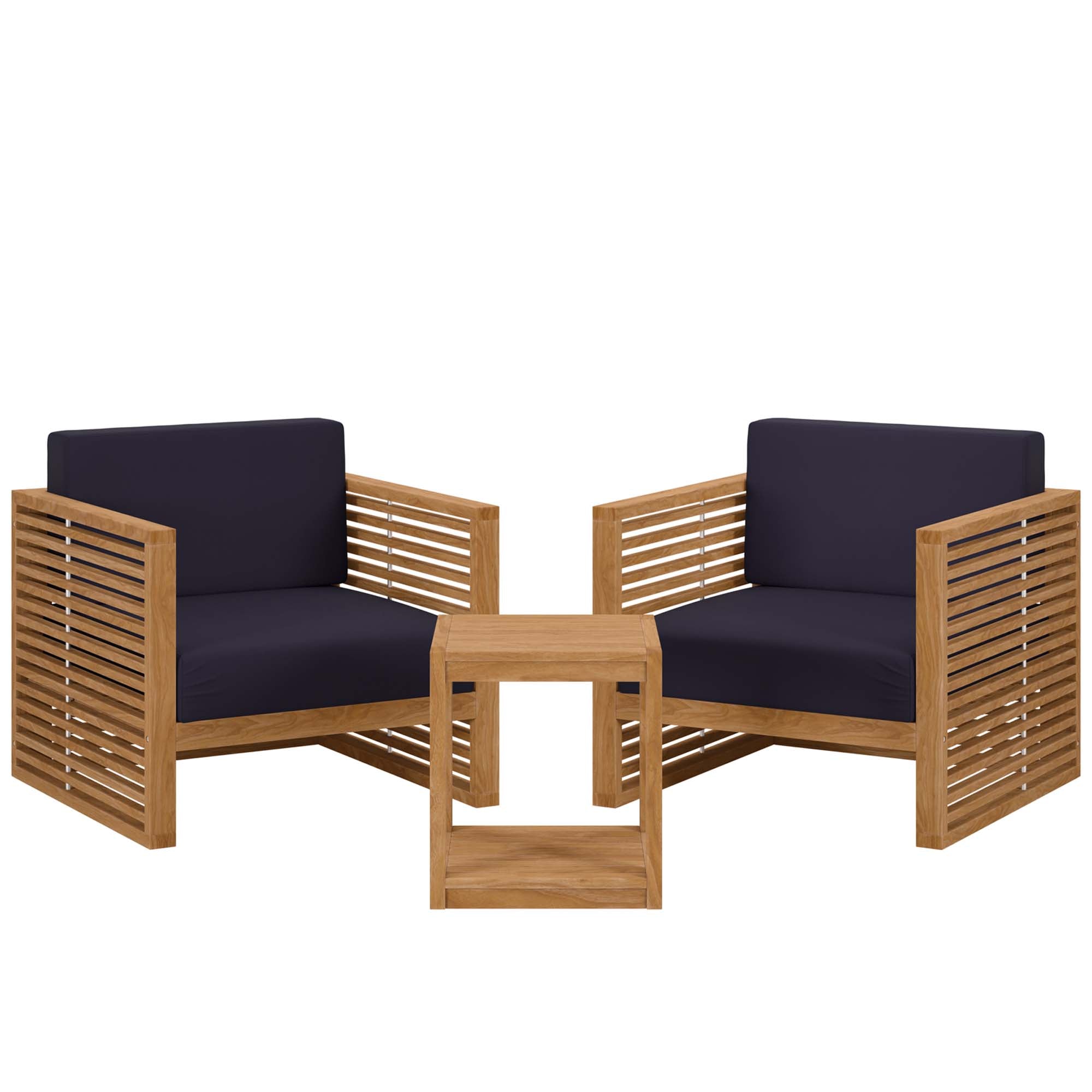 Carlsbad 3-Piece Teak Wood Outdoor Patio Set by Modway
