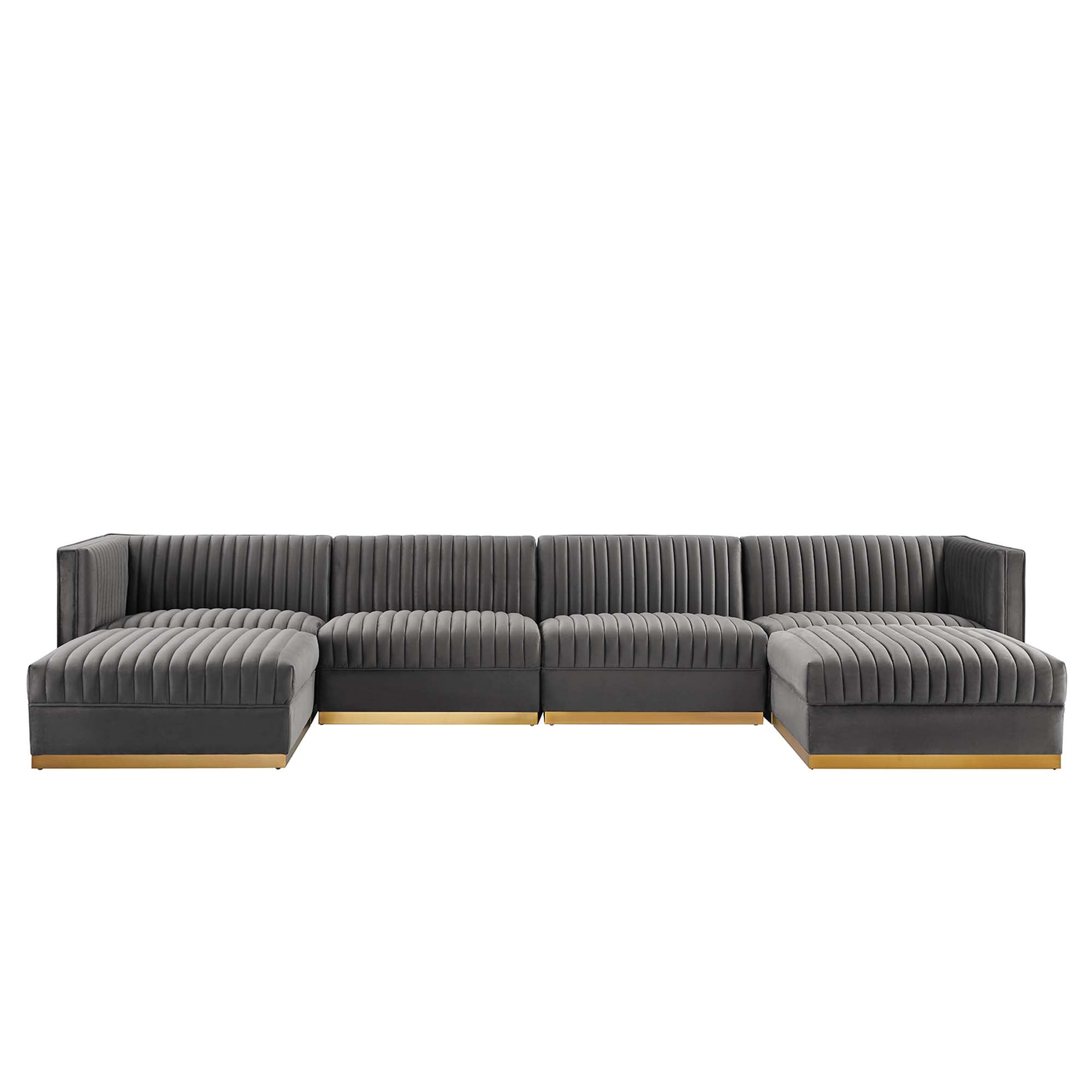 Sanguine 6-Piece Channel Tufted Performance Velvet Modular Sectional Sofa by Modway