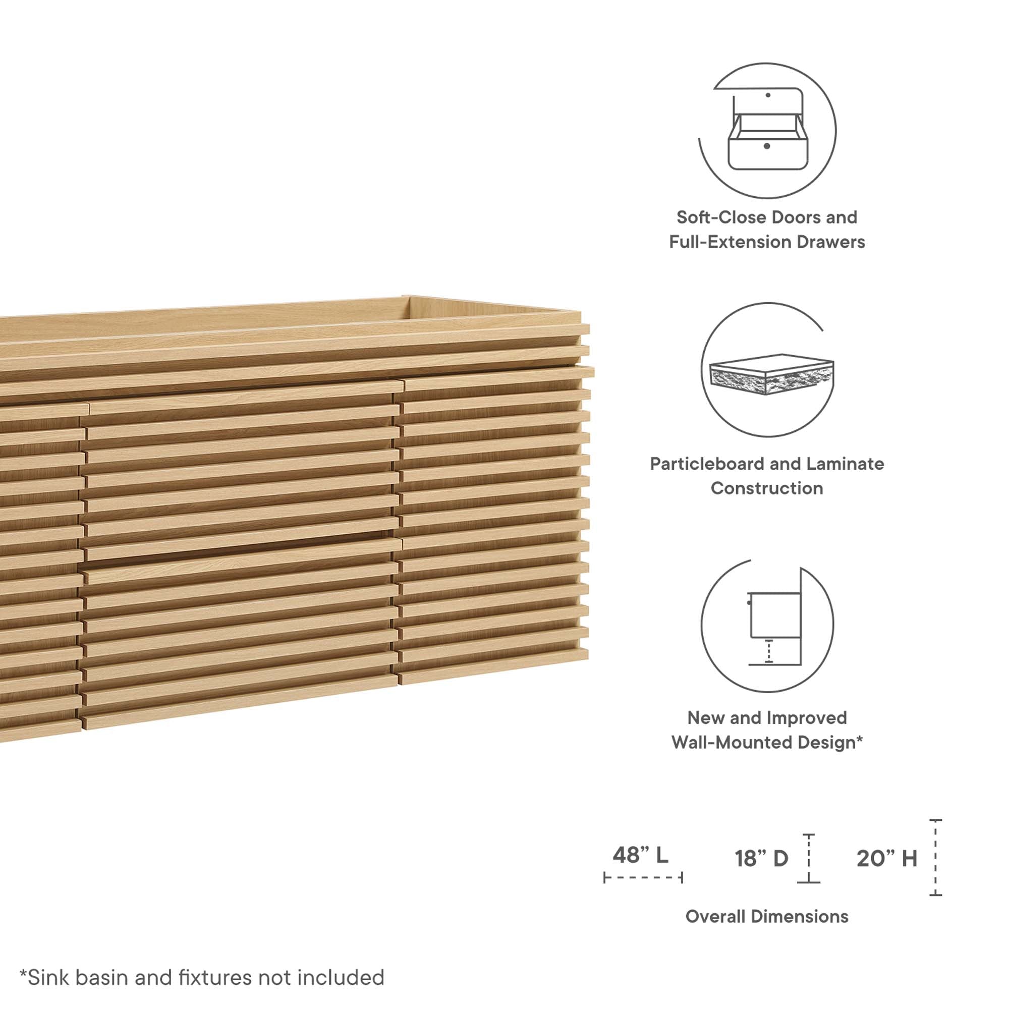 Render 48" Single Sink Compatible (Not Included) Bathroom Vanity Cabinet by Modway