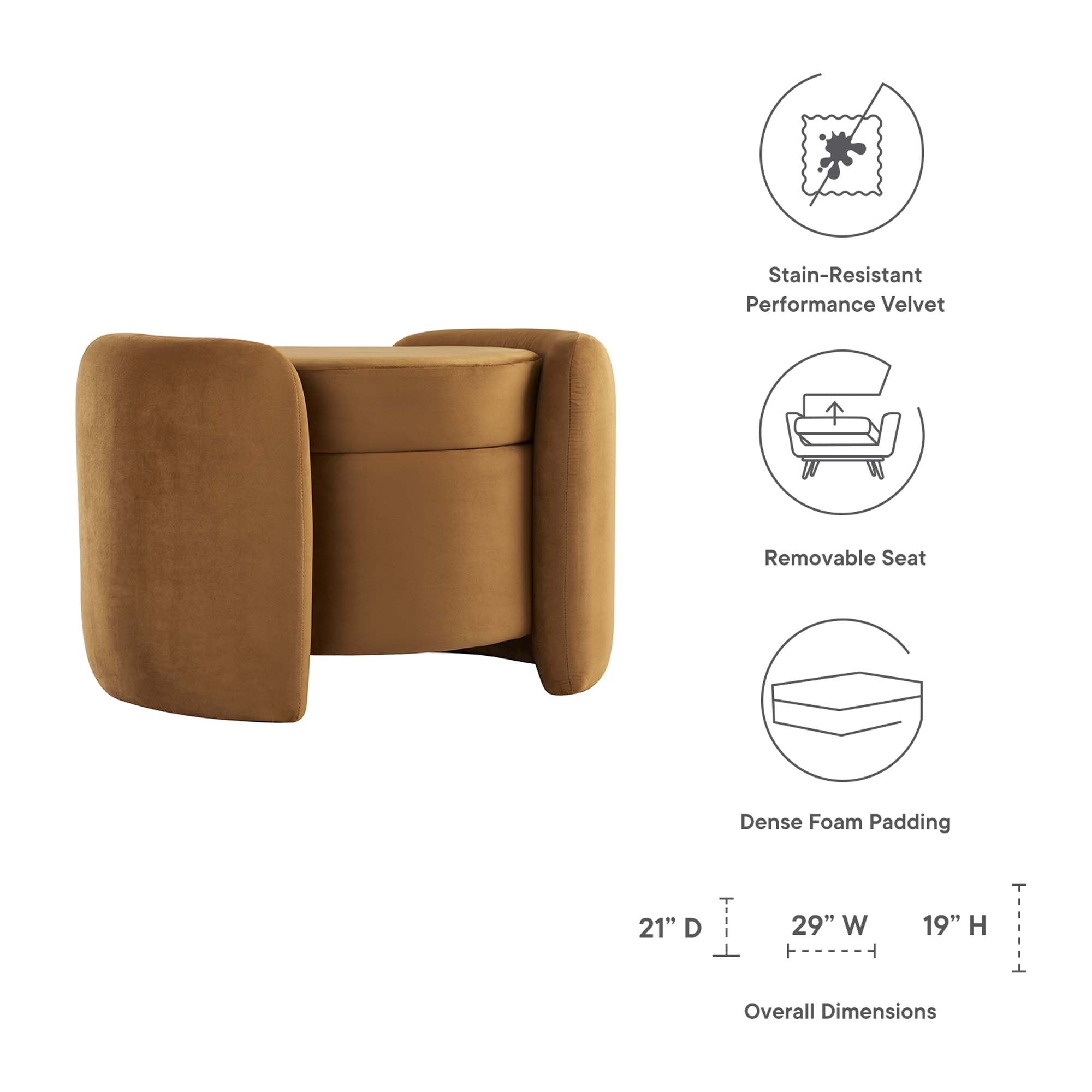 Nebula Upholstered Performance Velvet Ottoman by Modway - Best Buy Furniture