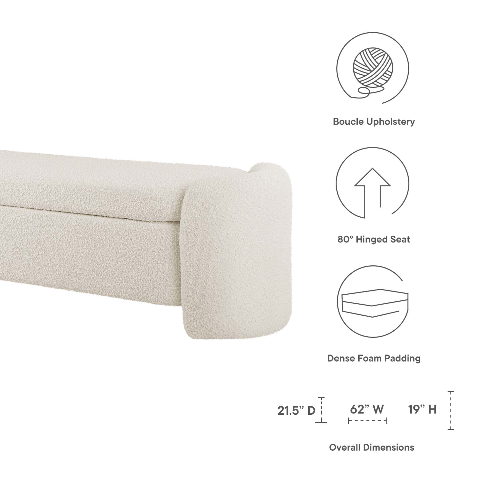 Nebula Boucle Upholstered Bench by Modway - Best Buy Furniture