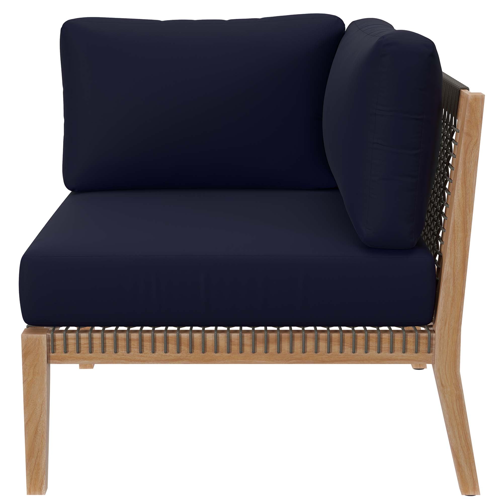 Clearwater 6-Piece Outdoor Patio Teak Wood Sectional Sofa by Modway