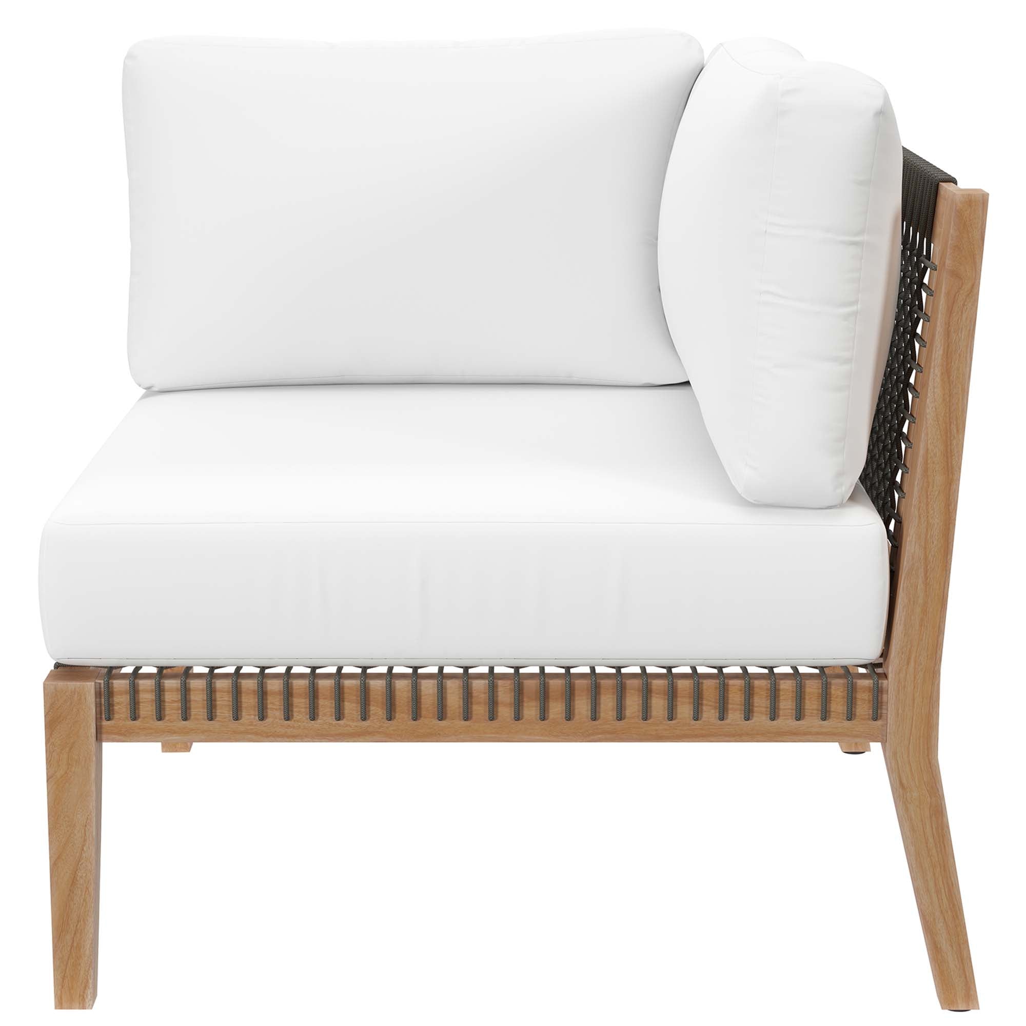 Clearwater 6-Piece Outdoor Patio Teak Wood Sectional Sofa by Modway