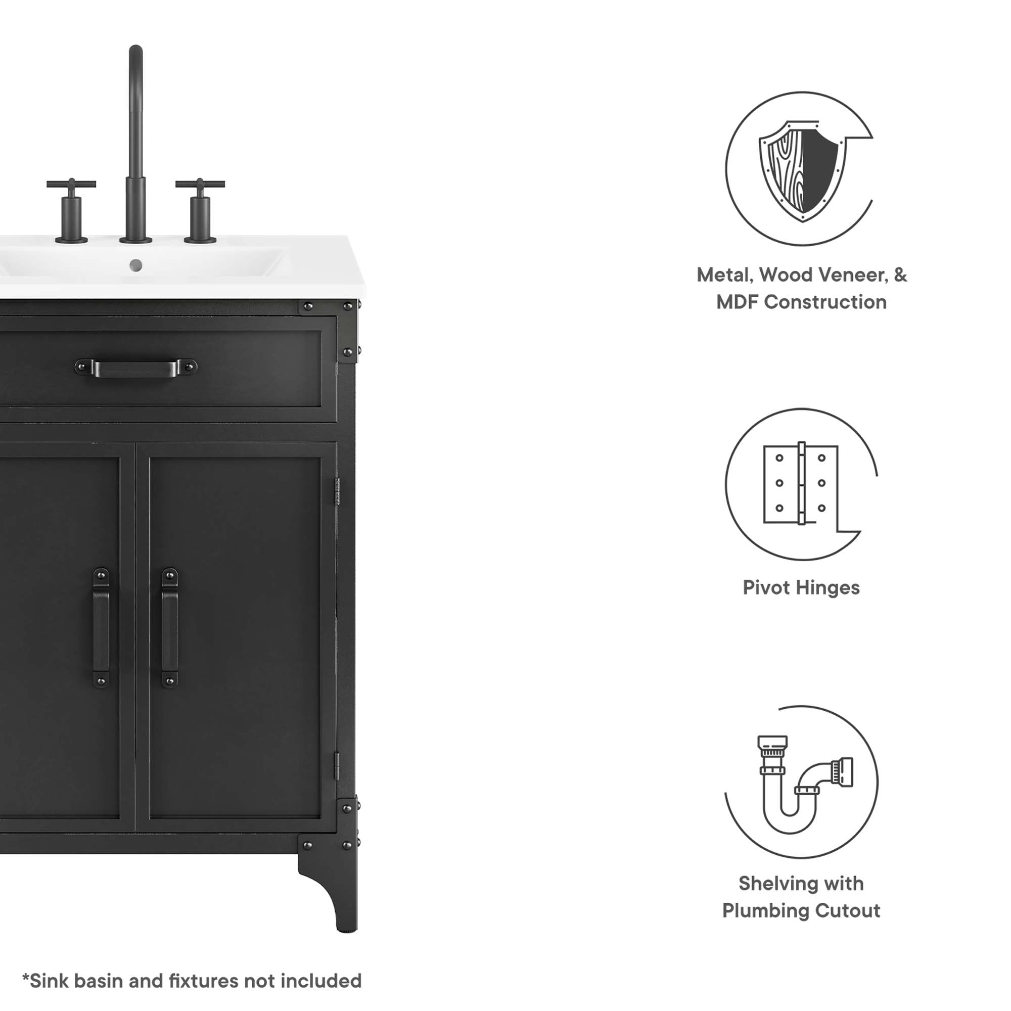 Steamforge 24" Bathroom Vanity Cabinet (Sink Basin Not Included) by Modway