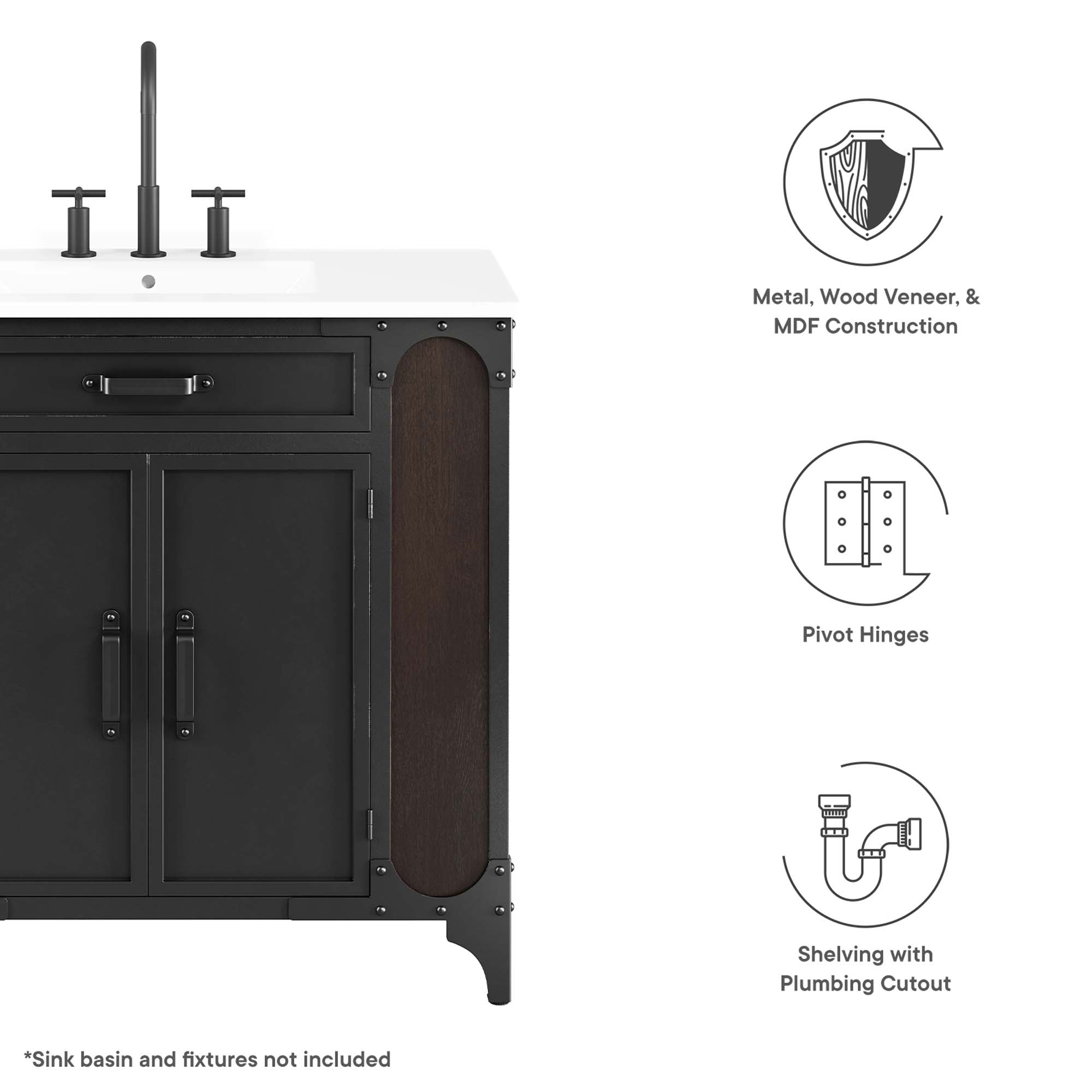 Steamforge 36" Bathroom Vanity Cabinet (Sink Basin Not Included) by Modway