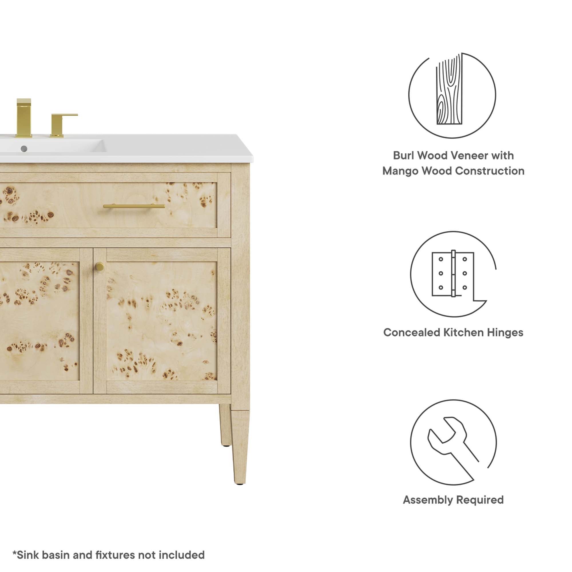 Elysian 48" Wood Bathroom Vanity Cabinet (Sink Basin Not Included) by Modway