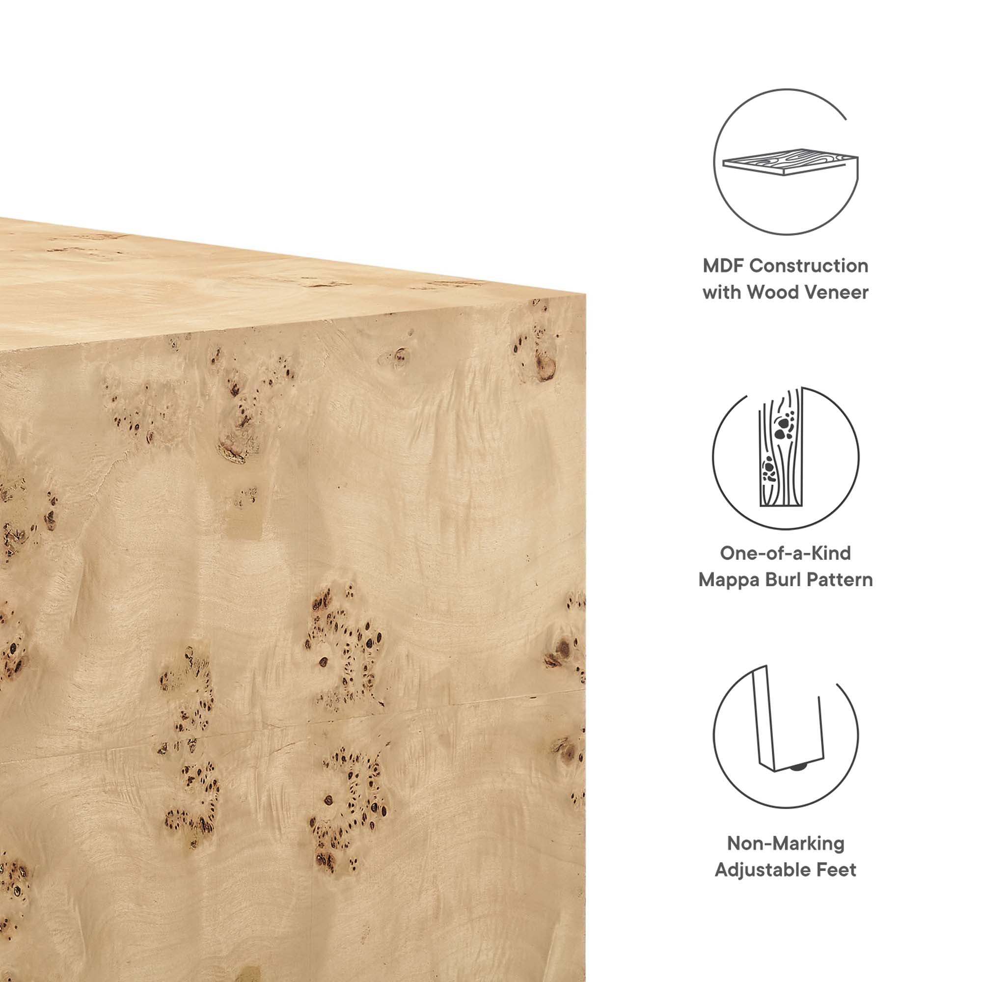 Cosmos 36" Square Burl Wood Coffee Table by Modway
