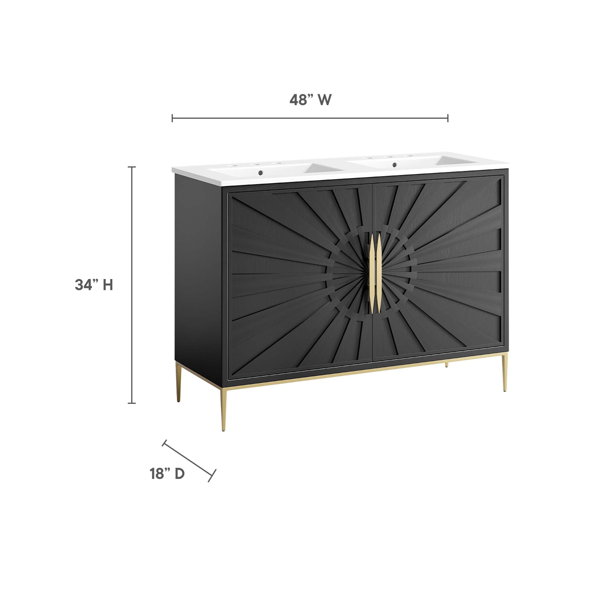 Awaken 48" Double Sink Bathroom Vanity by Modway