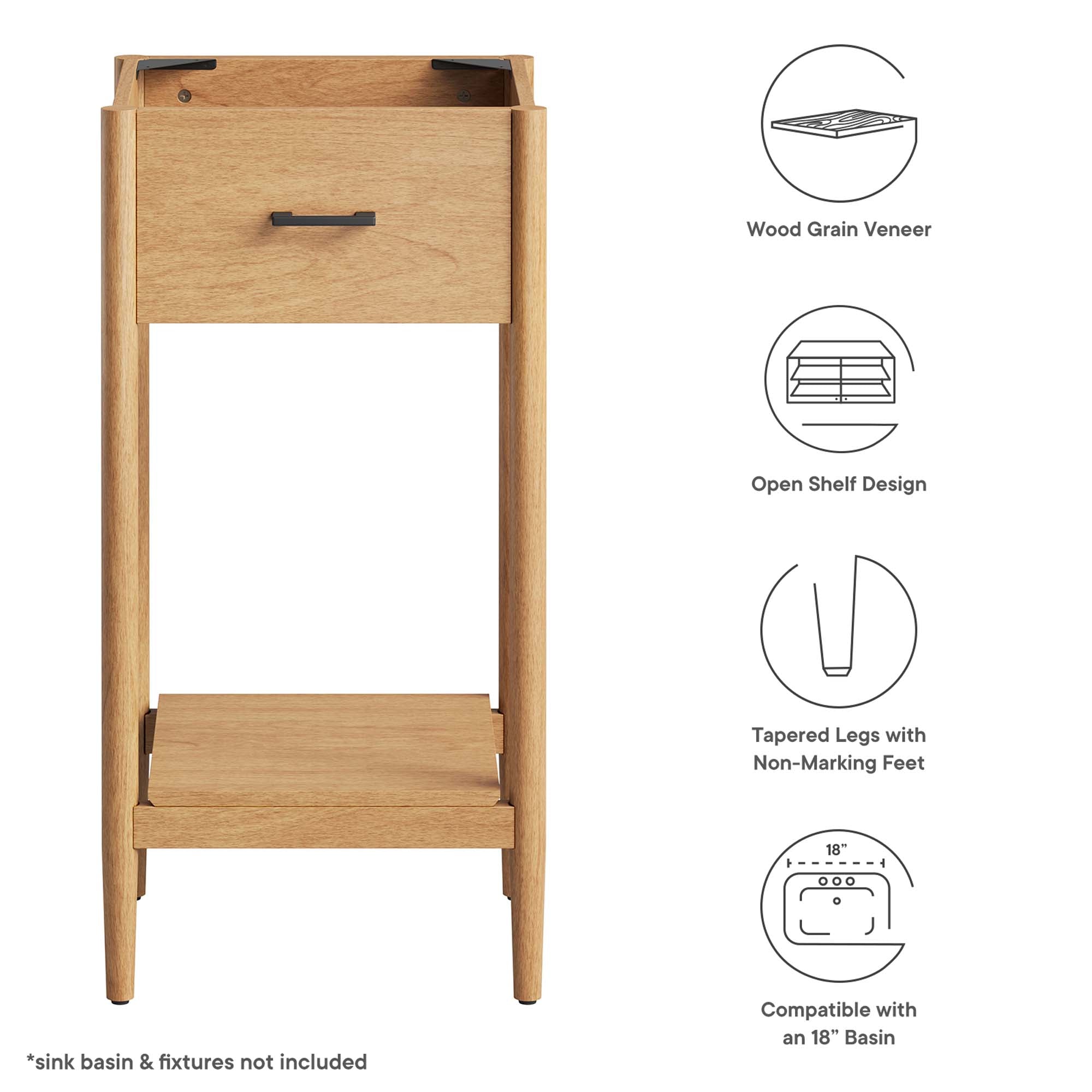 Zaire 18" Bathroom Vanity Cabinet (Sink Basin Not Included) by Modway