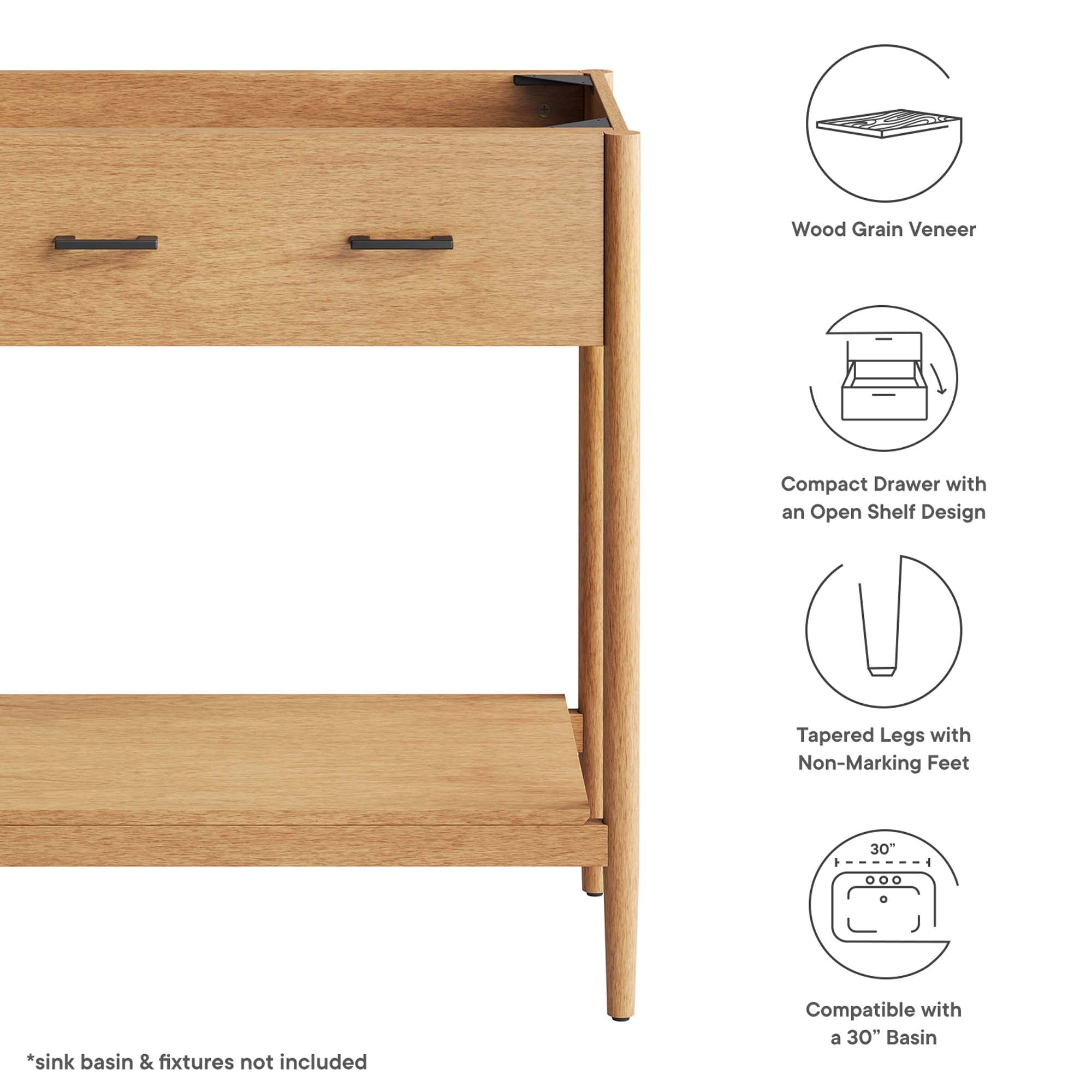 Zaire 30" Bathroom Vanity Cabinet (Sink Basin Not Included) by Modway
