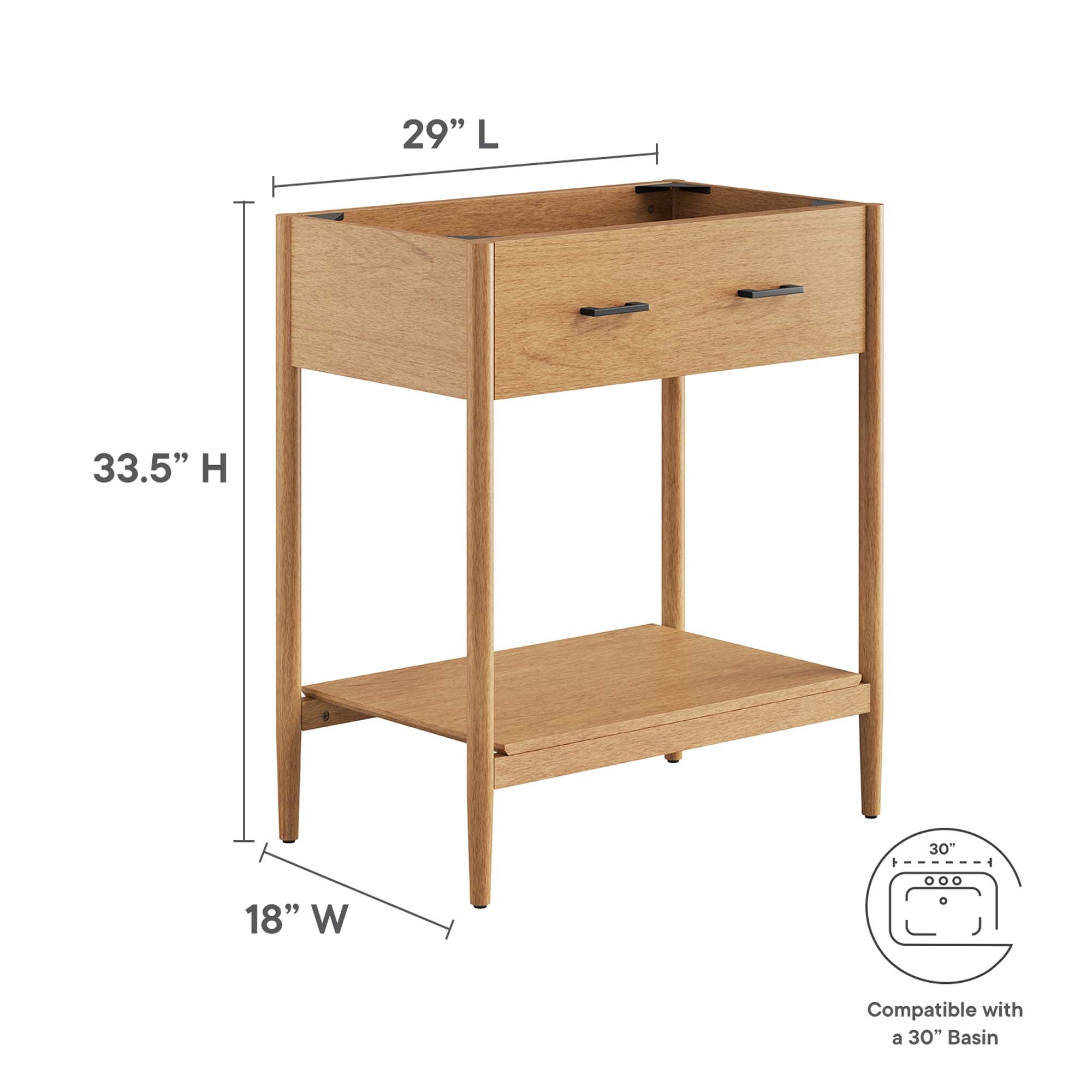 Zaire 30" Bathroom Vanity Cabinet (Sink Basin Not Included) by Modway