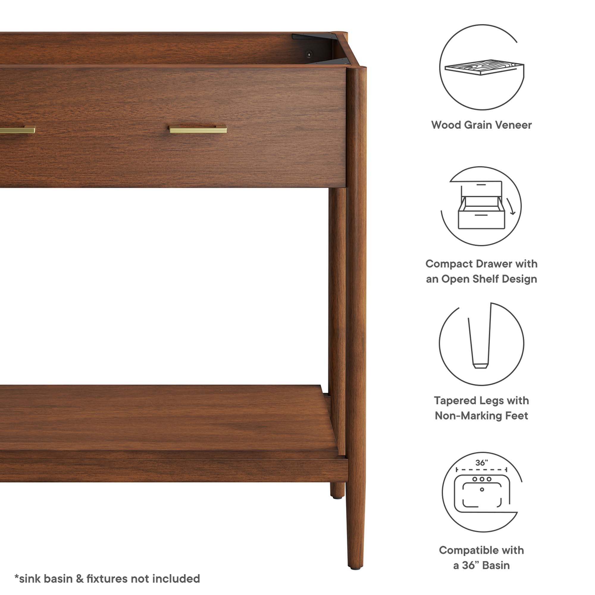 Zaire 36" Bathroom Vanity Cabinet (Sink Basin Not Included) by Modway