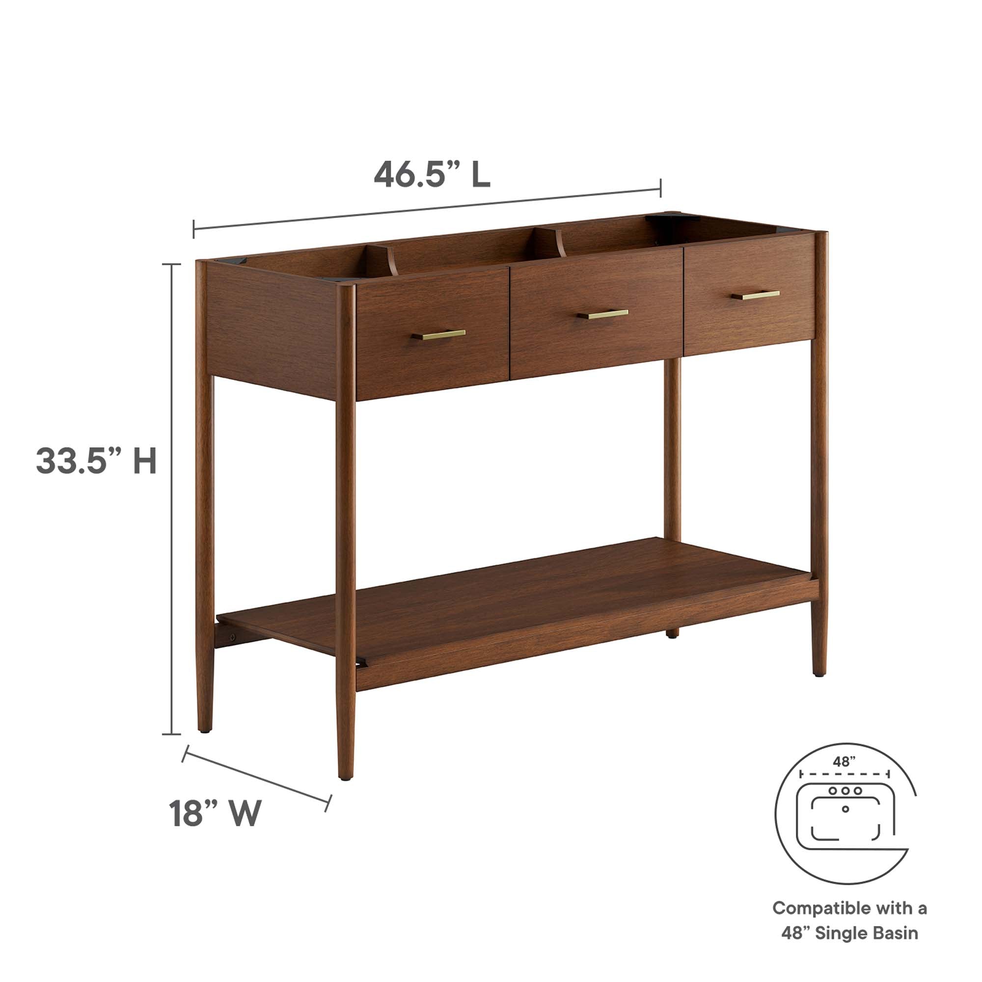 Zaire 48� Single Sink Compatible Bathroom Vanity Cabinet (Sink Basin Not Included) by Modway