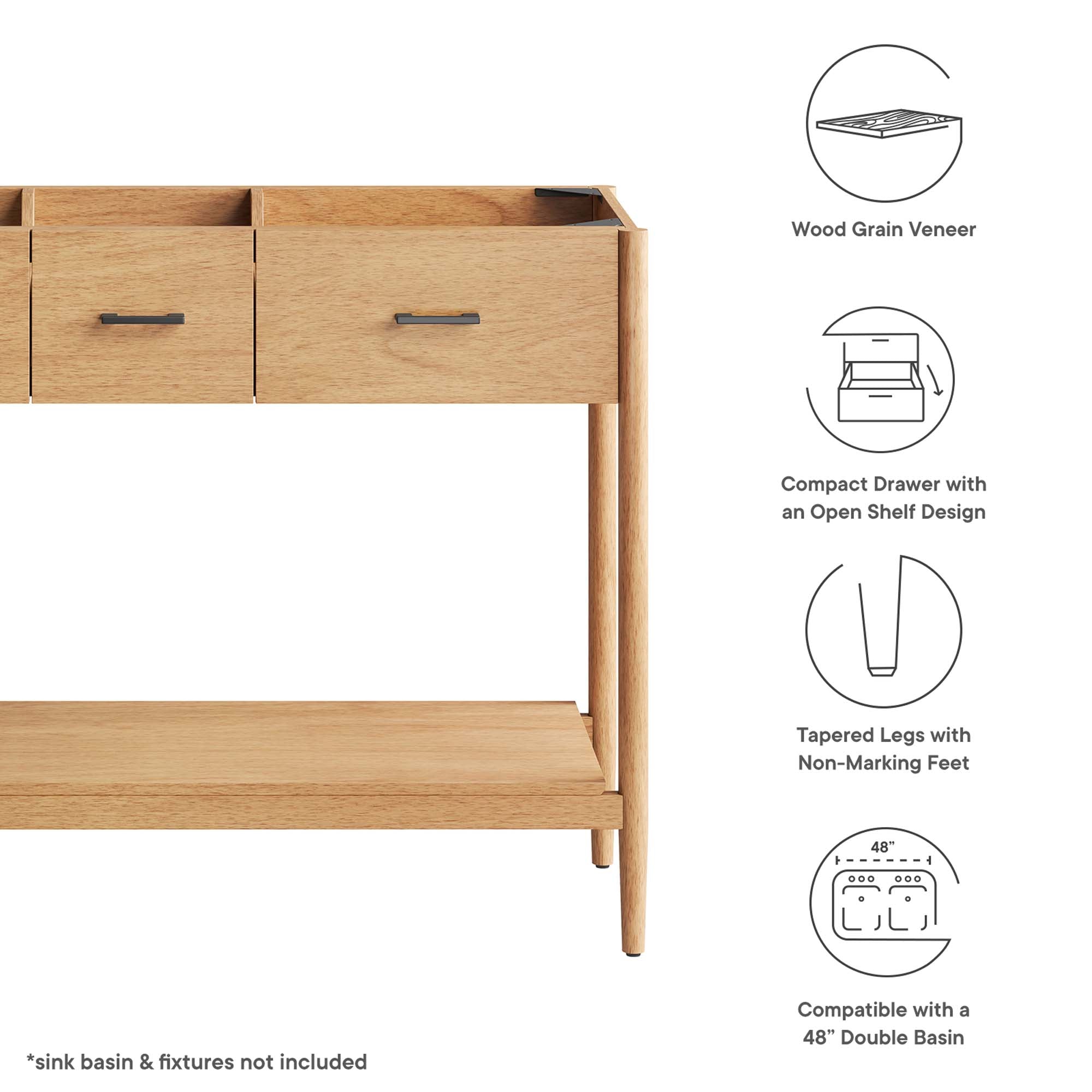 Zaire 48� Double Sink Compatible Bathroom Vanity Cabinet (Sink Basin Not Included) by Modway