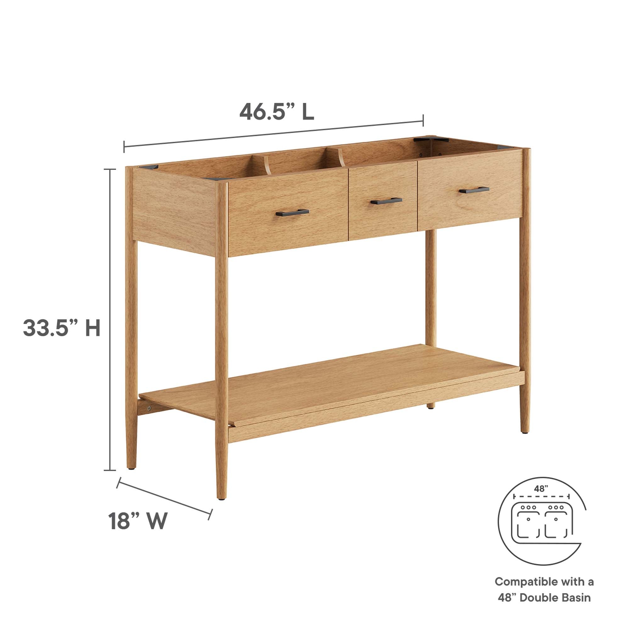 Zaire 48� Double Sink Compatible Bathroom Vanity Cabinet (Sink Basin Not Included) by Modway